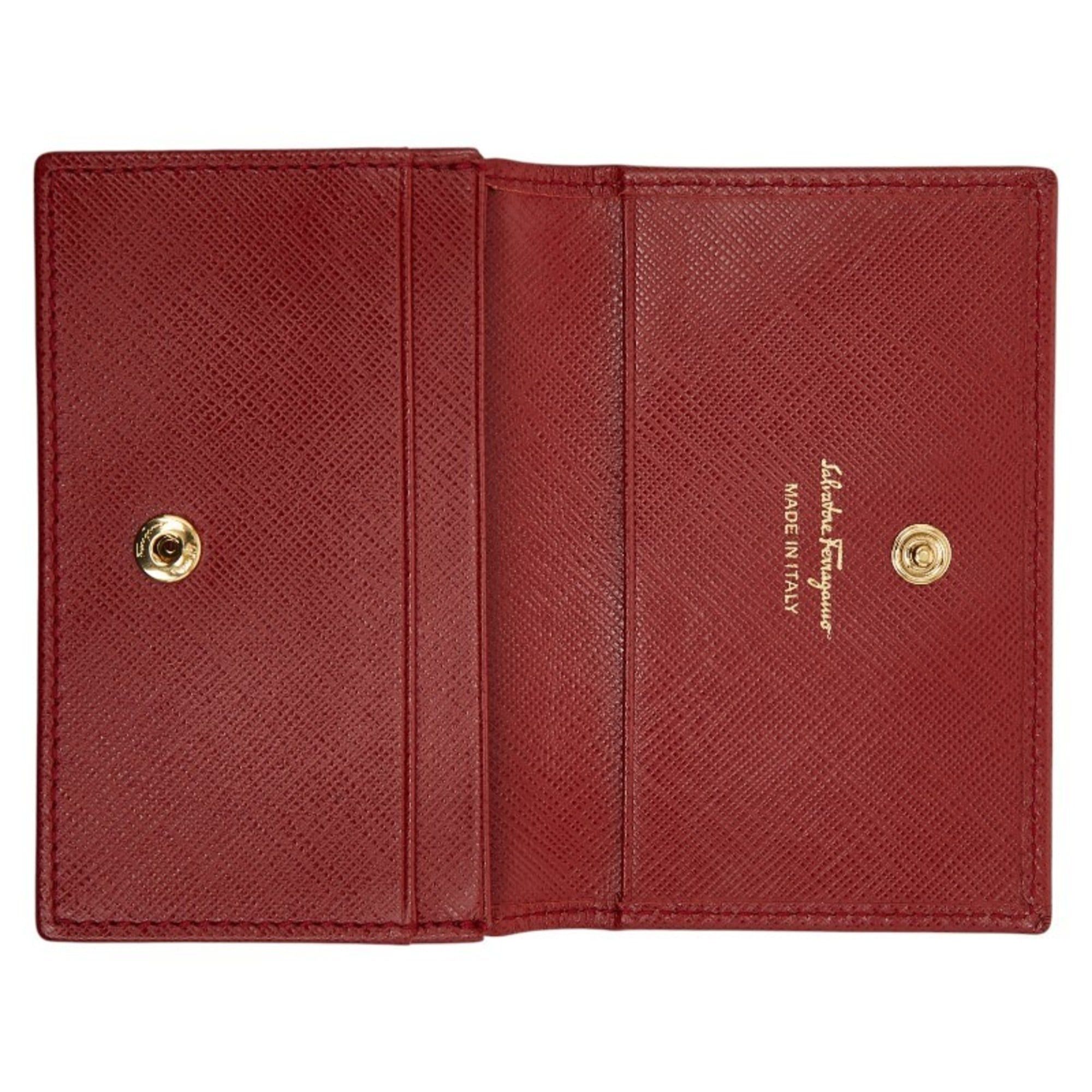 Salvatore Ferragamo Salvatore Ferragamo Gancini Business Card Case/Card Case/Pass Case Red Leather Women's Size ONE SIZE - 6 Thumbnail