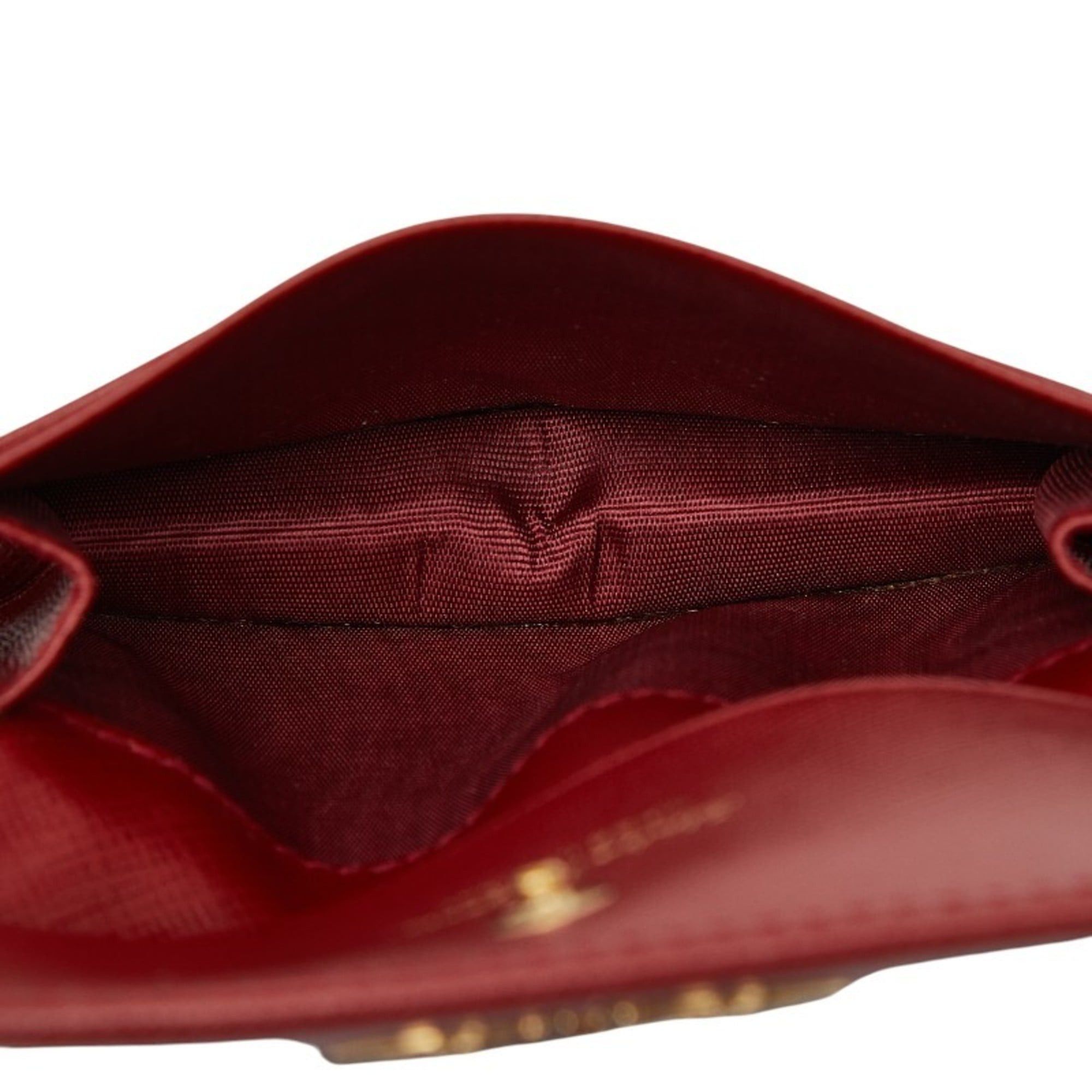 Salvatore Ferragamo Salvatore Ferragamo Gancini Business Card Case/Card Case/Pass Case Red Leather Women's Size ONE SIZE - 7 Thumbnail