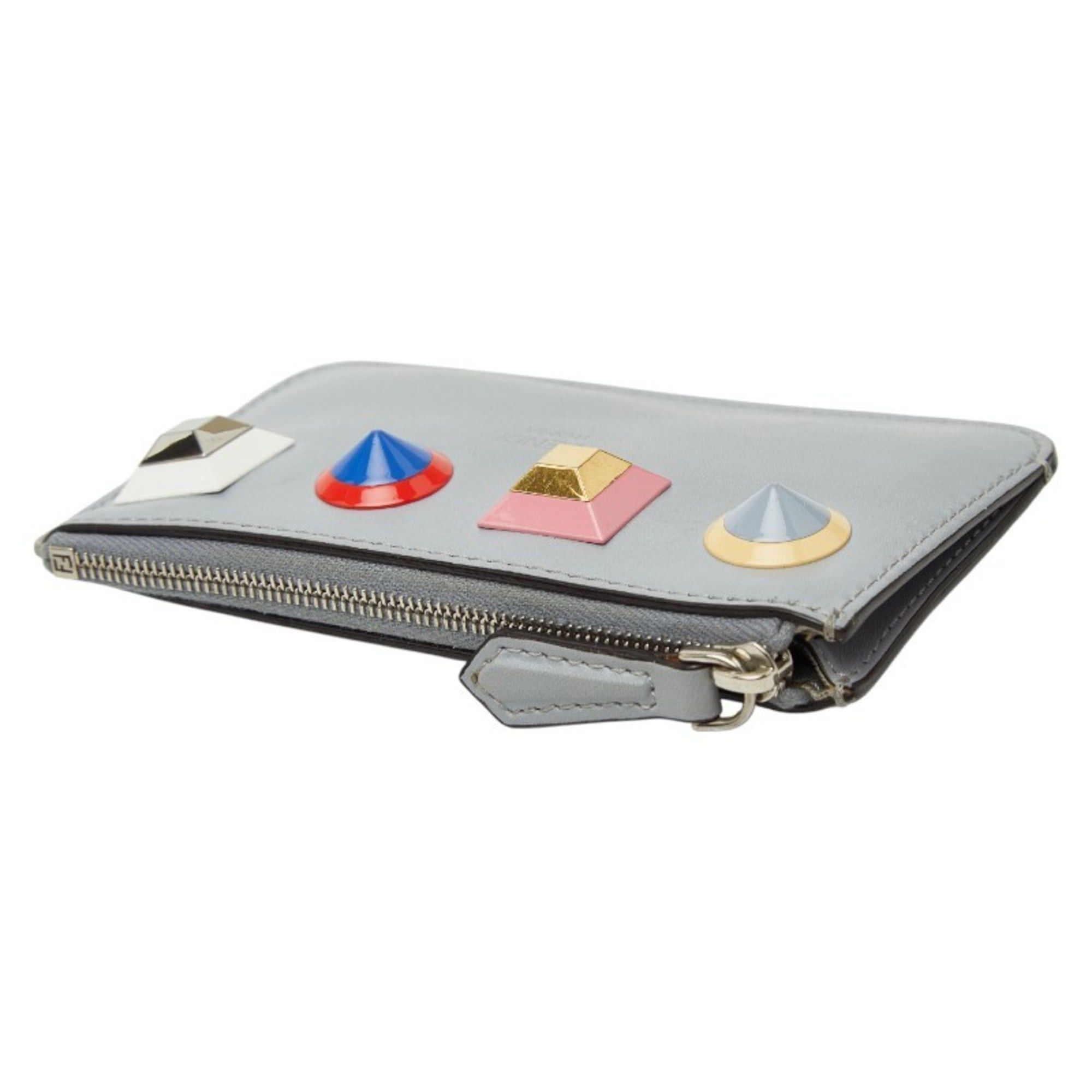Fendi Fendi Studded Wallet/Coin Case/Key Case 8AP151 Gray Multicolor Leather Women's FENDI Size ONE SIZE - 5 Thumbnail
