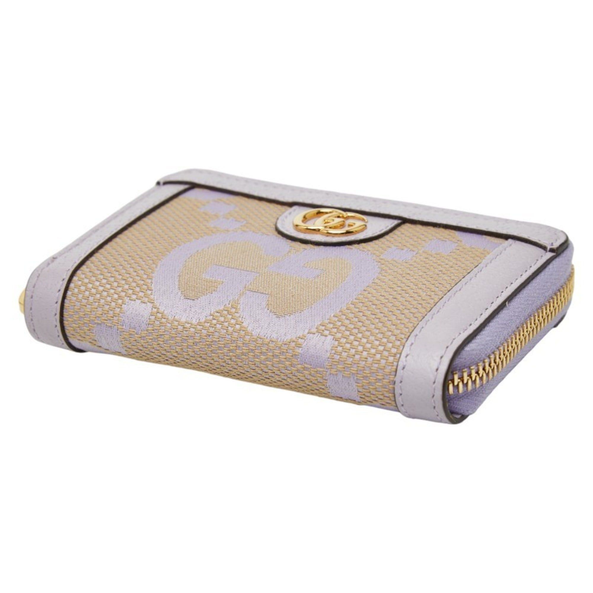 Gucci Gucci Jumbo GG Business Card Case, Wallet, Coin Case 726503, Beige and Purple Canvas Leather, Women's, GUCCI Size ONE SIZE - 4 Thumbnail