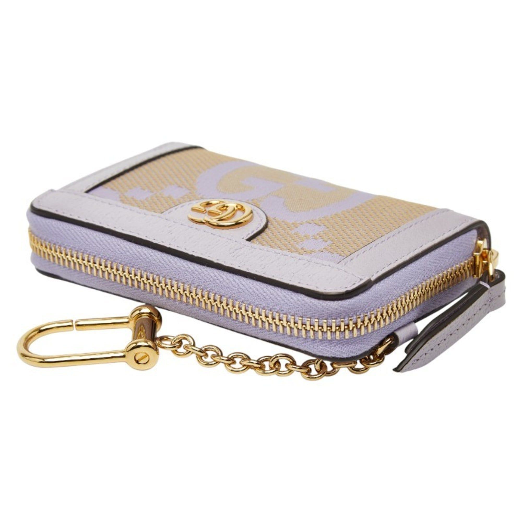 Gucci Gucci Jumbo GG Business Card Case, Wallet, Coin Case 726503, Beige and Purple Canvas Leather, Women's, GUCCI Size ONE SIZE - 5 Thumbnail