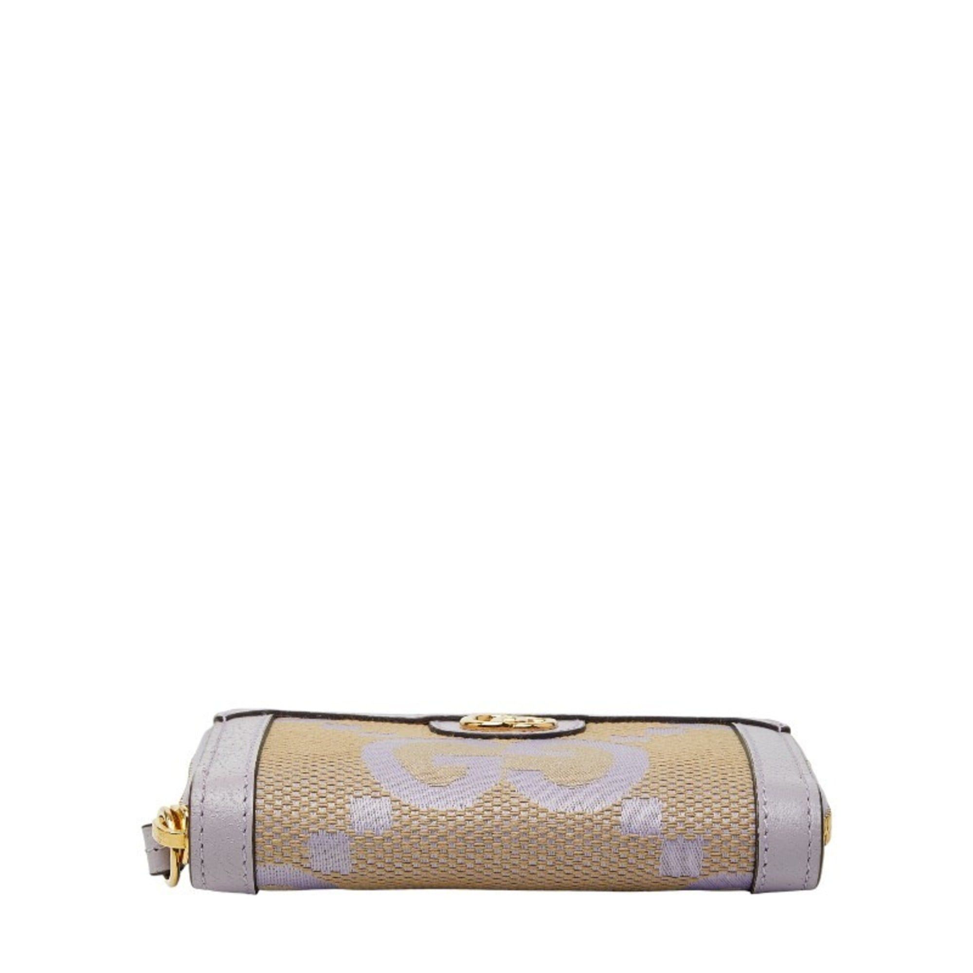 Gucci Gucci Jumbo GG Business Card Case, Wallet, Coin Case 726503, Beige and Purple Canvas Leather, Women's, GUCCI Size ONE SIZE - 3 Thumbnail