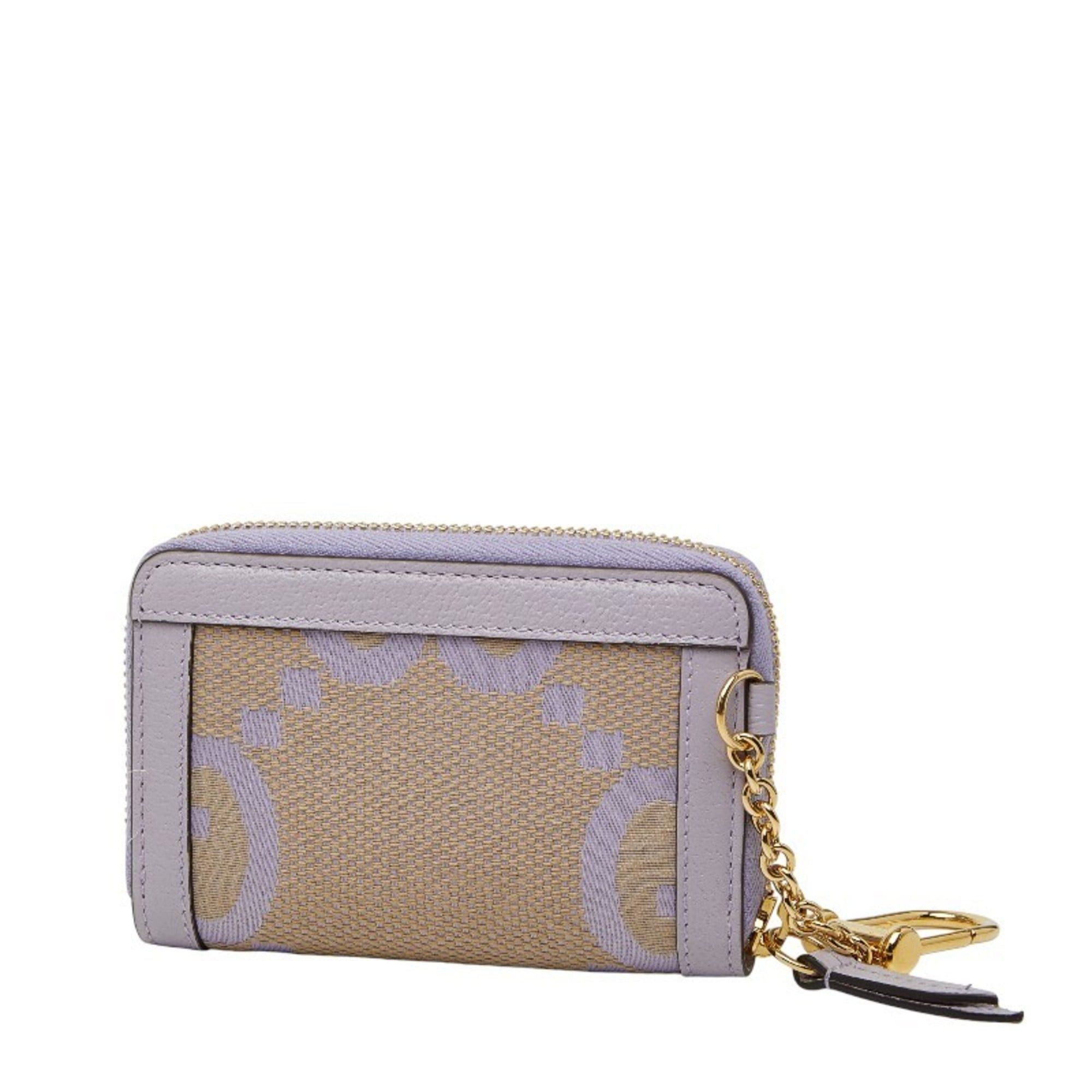 Gucci Gucci Jumbo GG Business Card Case, Wallet, Coin Case 726503, Beige and Purple Canvas Leather, Women's, GUCCI Size ONE SIZE - 2 Thumbnail