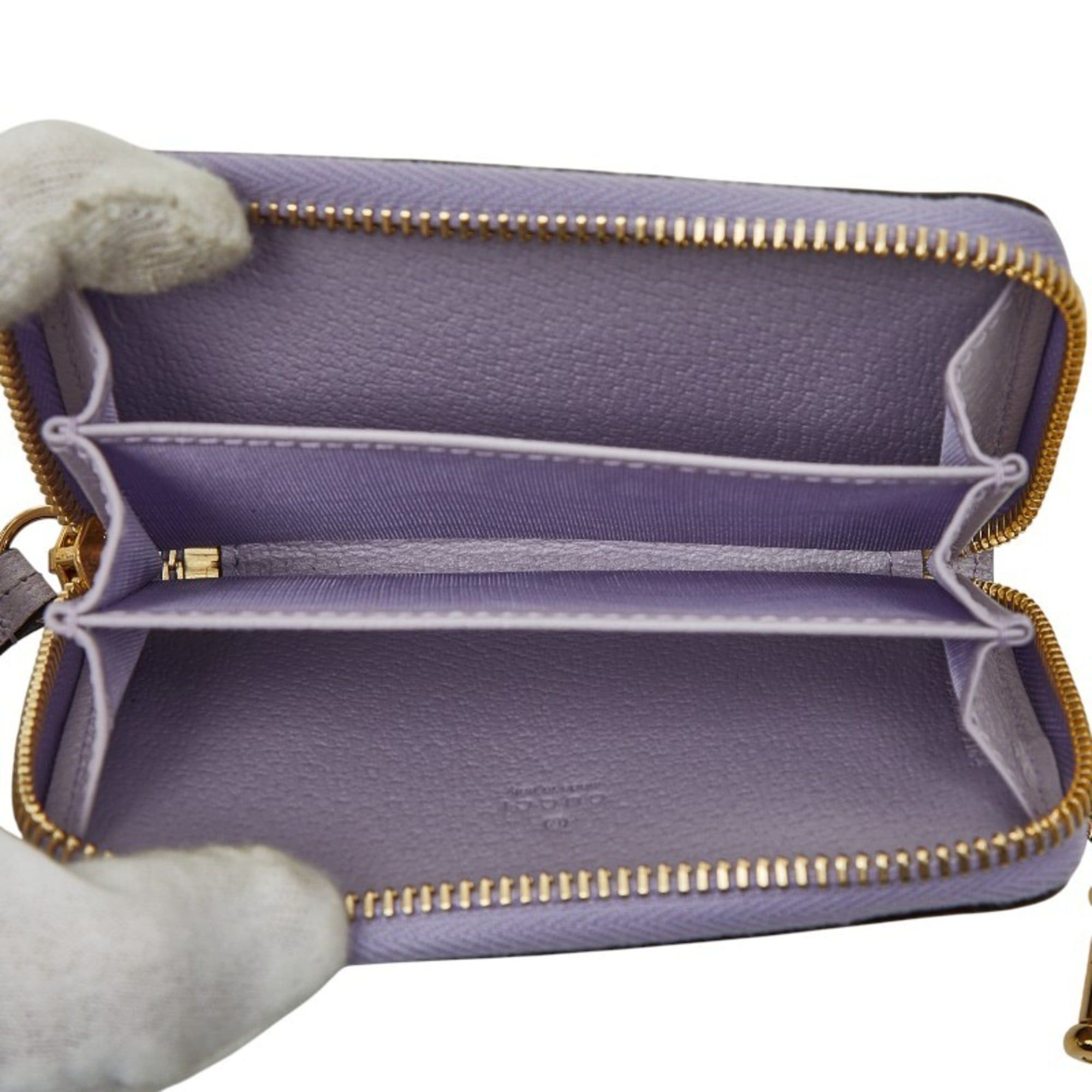 Gucci Gucci Jumbo GG Business Card Case, Wallet, Coin Case 726503, Beige and Purple Canvas Leather, Women's, GUCCI Size ONE SIZE - 6 Thumbnail