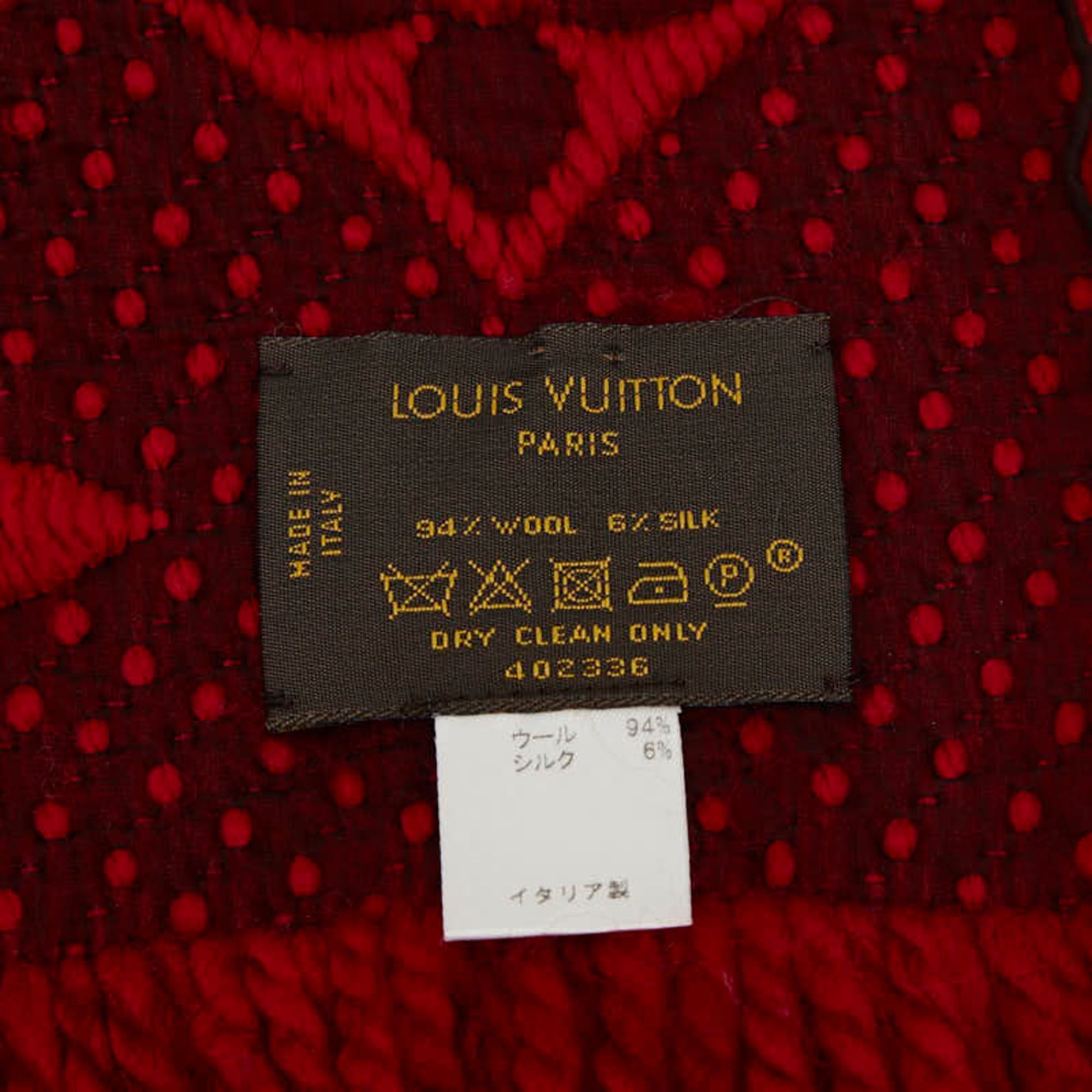 Louis Vuitton Louis Vuitton Echarpe Logomania Scarf, Red Wool and Silk, Women's, LOUIS VUITTON Size ONE SIZE - 3 Thumbnail
