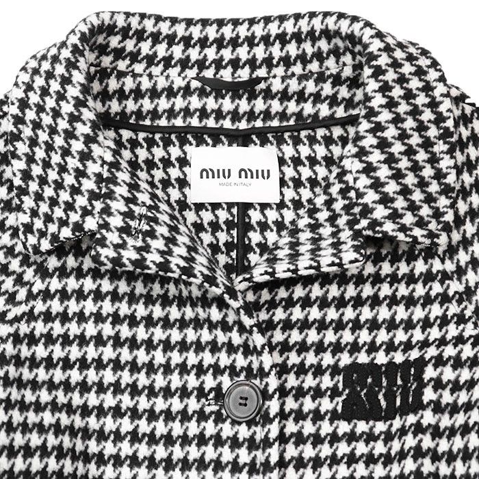Miu Miu Miu Miu Miu Miu Houndstooth Virgin Wool Coat Textile Outerwear DUTY FREE for USA Size ONE SIZE - 9 Thumbnail