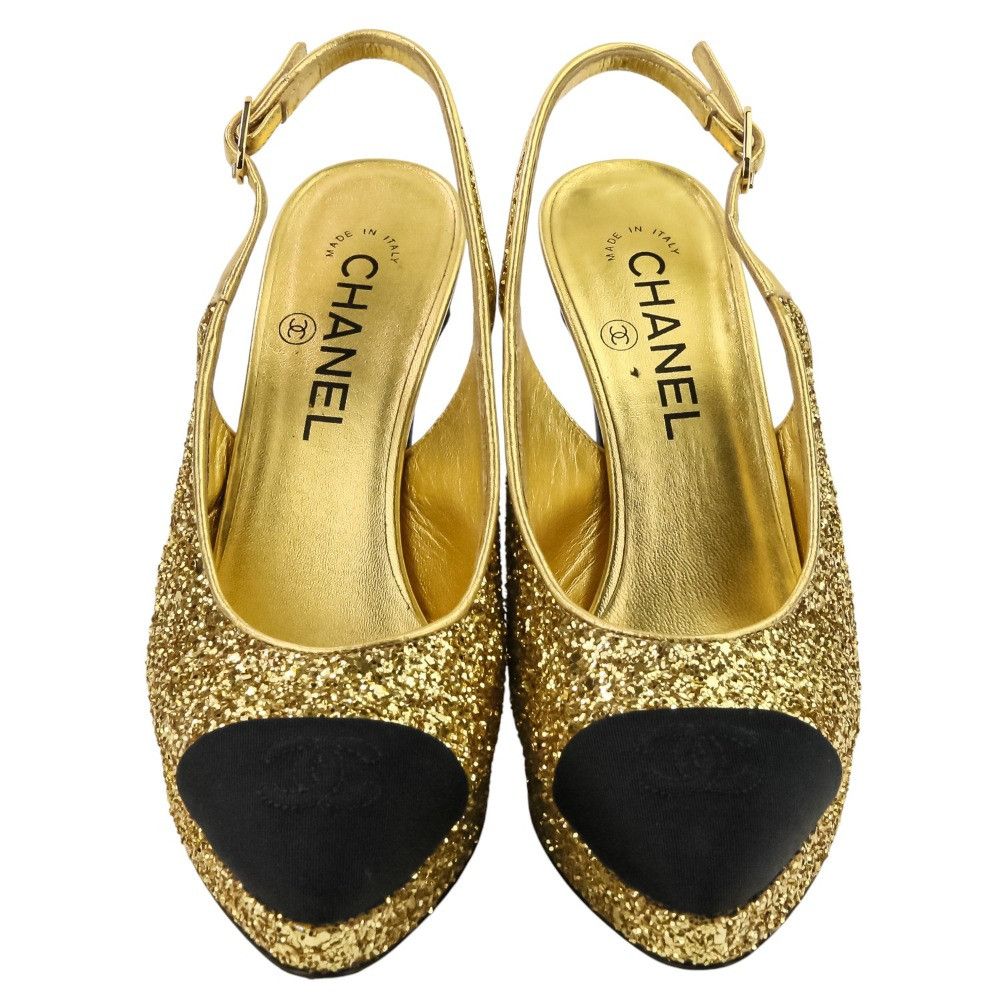 Chanel Chanel Chanel Coco Mark Glitter Slingback Pumps Leather Shoes G37586 DUTY FREE for USA Size ONE SIZE - 2 Thumbnail