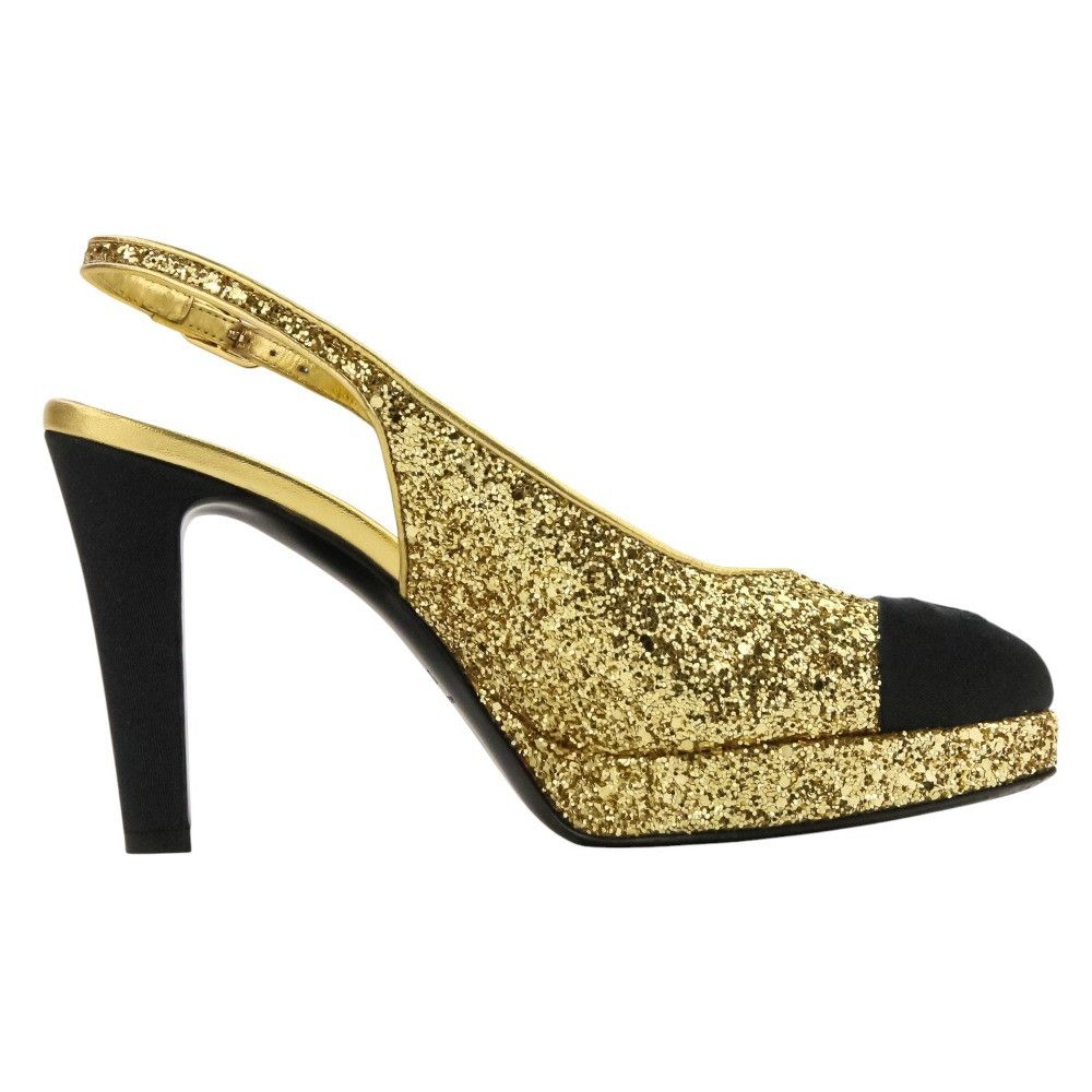 Chanel Chanel Chanel Coco Mark Glitter Slingback Pumps Leather Shoes G37586 DUTY FREE for USA Size ONE SIZE - 4 Thumbnail