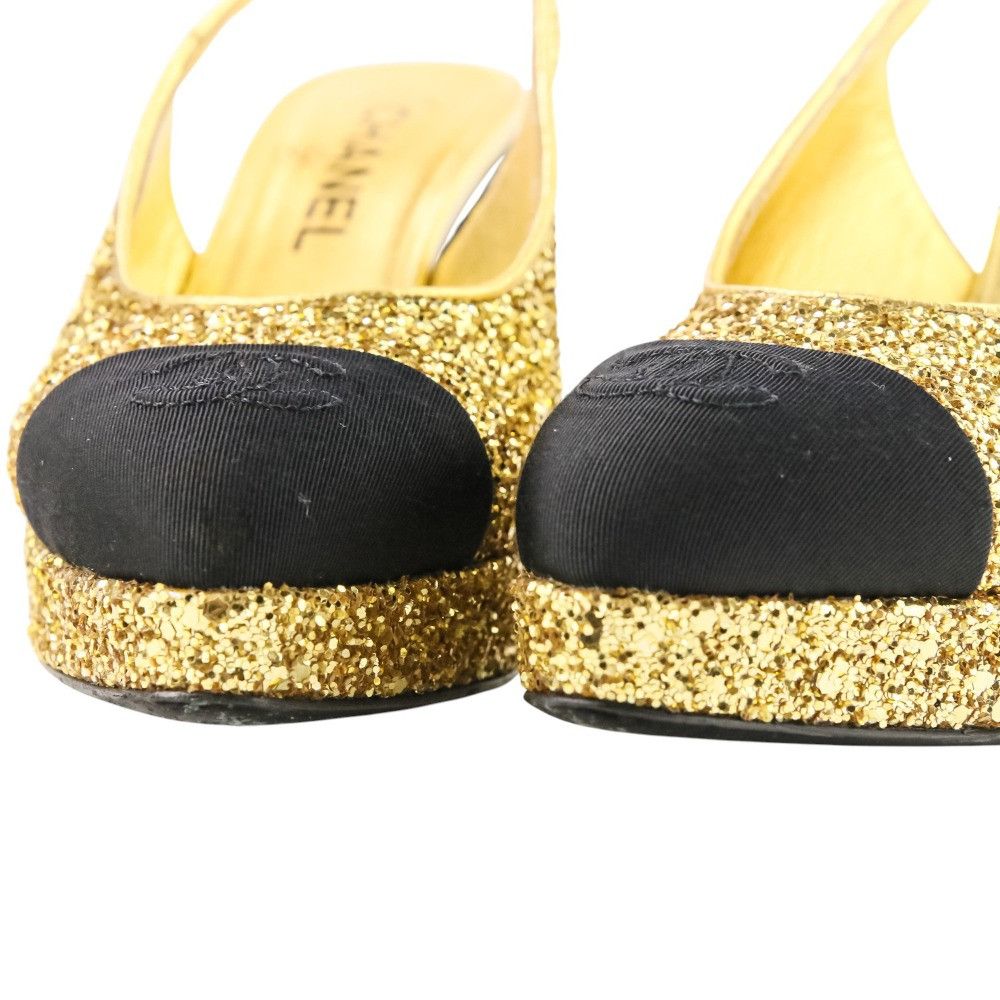Chanel Chanel Chanel Coco Mark Glitter Slingback Pumps Leather Shoes G37586 DUTY FREE for USA Size ONE SIZE - 7 Thumbnail