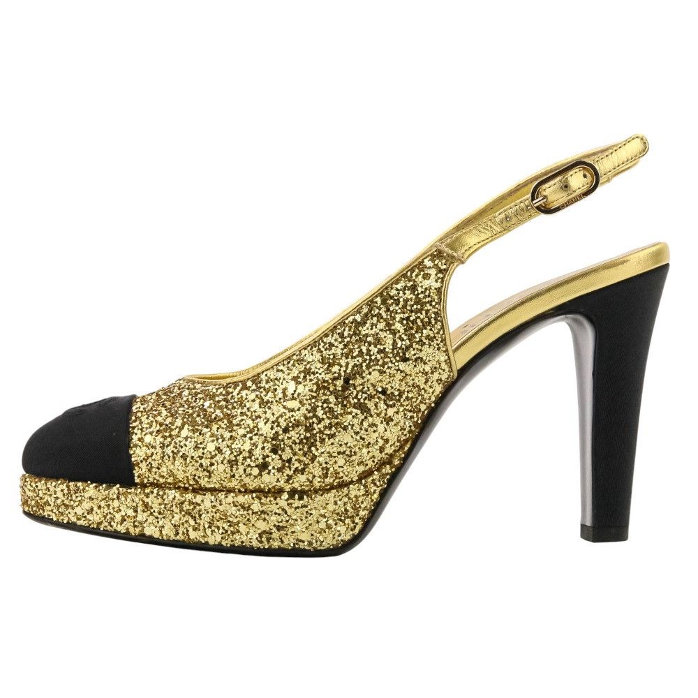 Chanel Chanel Chanel Coco Mark Glitter Slingback Pumps Leather Shoes G37586 DUTY FREE for USA Size ONE SIZE - 3 Thumbnail