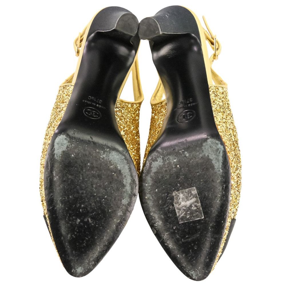 Chanel Chanel Chanel Coco Mark Glitter Slingback Pumps Leather Shoes G37586 DUTY FREE for USA Size ONE SIZE - 12 Thumbnail