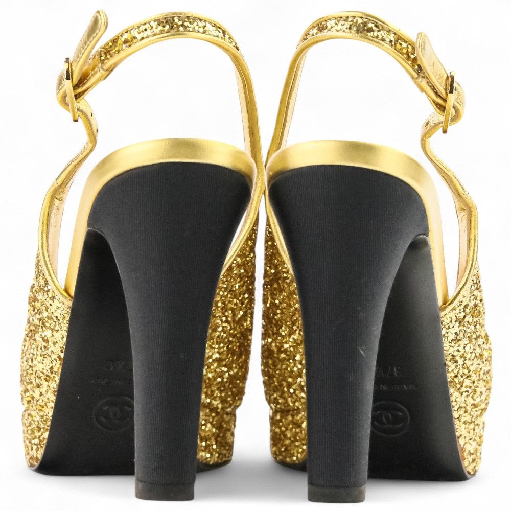 Chanel Chanel Chanel Coco Mark Glitter Slingback Pumps Leather Shoes G37586 DUTY FREE for USA Size ONE SIZE - 5 Thumbnail