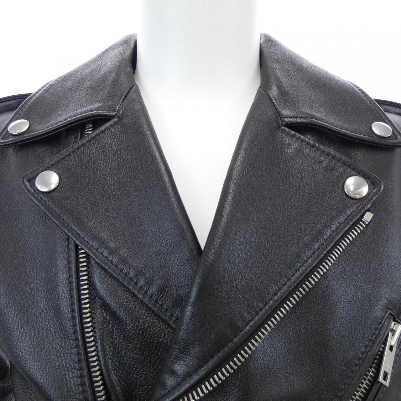 Celine Celine Celine Classic Biker Jacket Calf Leather Jacket Leather Outerwear 2E158599E DUTY FREE for USA Size ONE SIZE - 5 Thumbnail