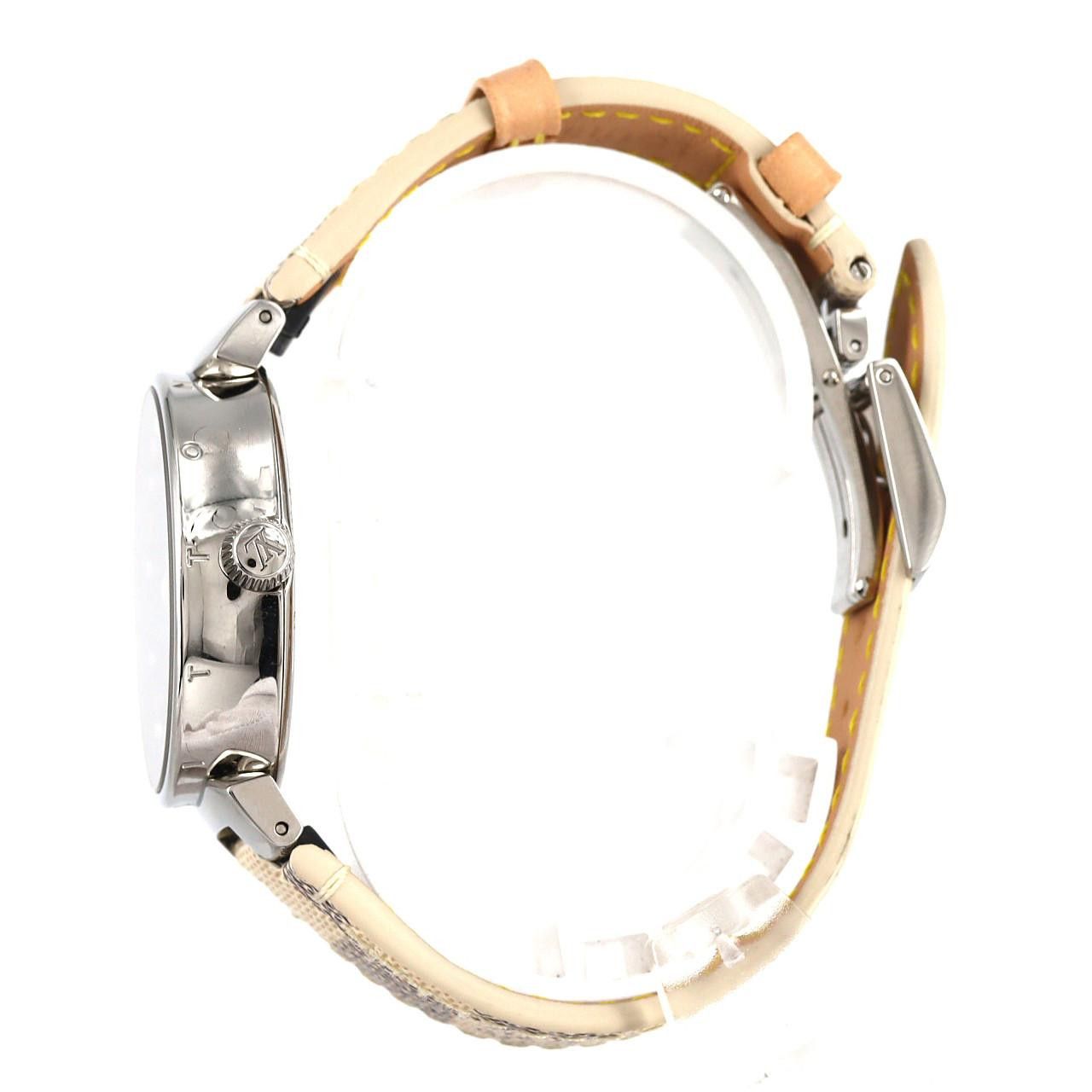 Louis Vuitton Louis Vuitton Louis Vuitton Tambour Dual Time Stainless Steel Metal Quartz QA142 DUTY FREE for USA Size ONE SIZE - 3 Thumbnail
