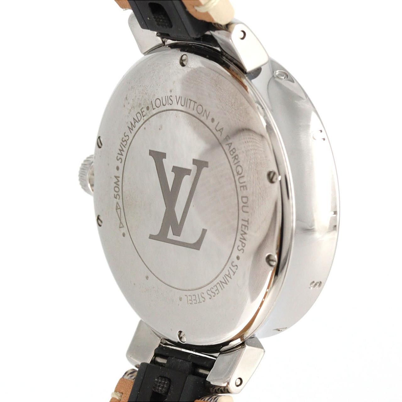 Louis Vuitton Louis Vuitton Louis Vuitton Tambour Dual Time Stainless Steel Metal Quartz QA142 DUTY FREE for USA Size ONE SIZE - 6 Thumbnail