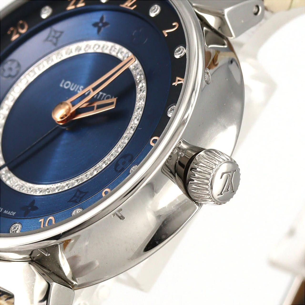 Louis Vuitton Louis Vuitton Louis Vuitton Tambour Dual Time Stainless Steel Metal Quartz QA142 DUTY FREE for USA Size ONE SIZE - 4 Thumbnail