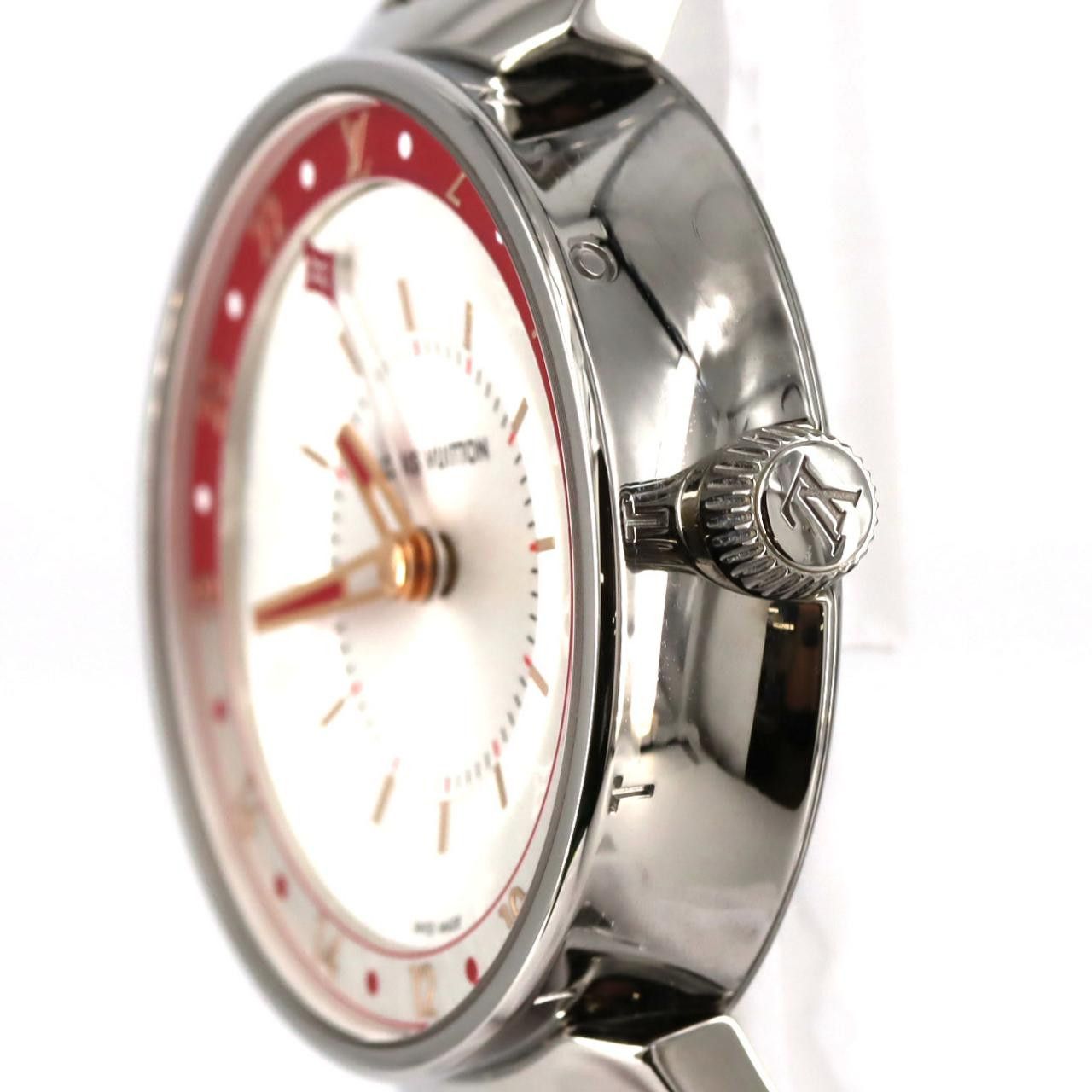 Louis Vuitton Louis Vuitton Louis Vuitton Tambour Moon Dual Time Stainless Steel Metal Quartz QA106 DUTY FREE for USA Size ONE SIZE - 3 Thumbnail