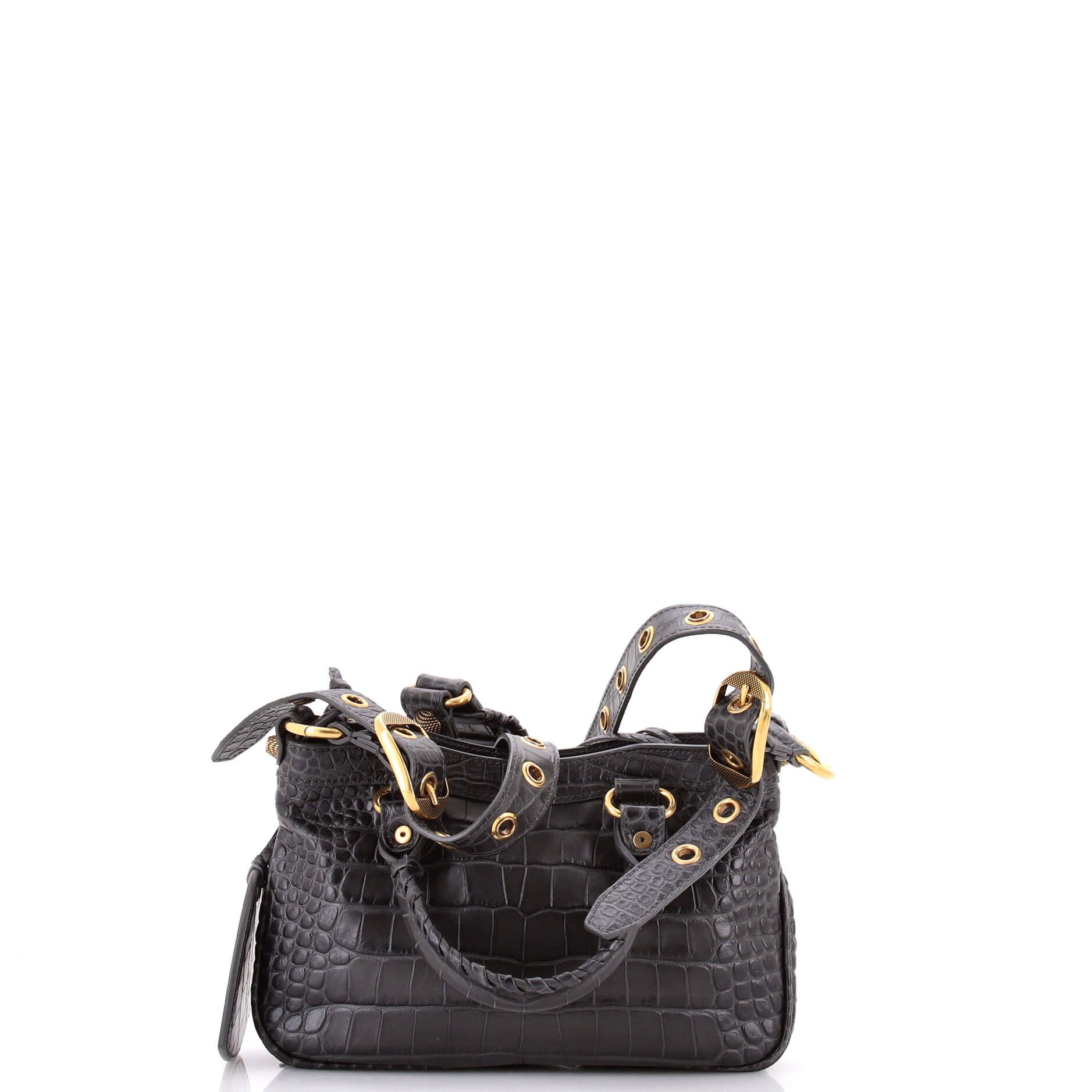Balenciaga Le Cagole Giant Studs Tote Crocodile Embossed Leather Small Size ONE SIZE - 3 Thumbnail