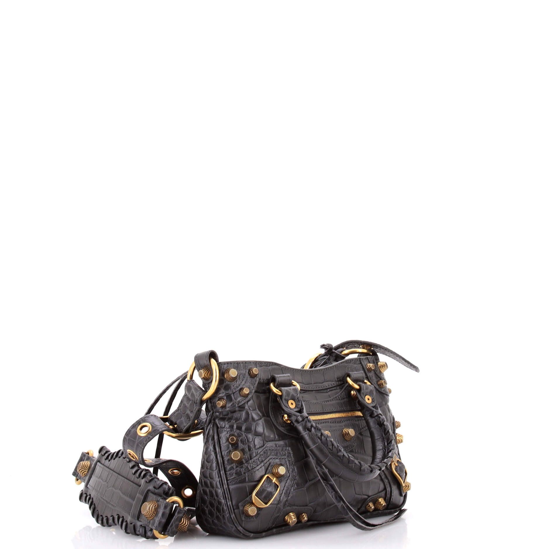 Balenciaga Le Cagole Giant Studs Tote Crocodile Embossed Leather Small Size ONE SIZE - 2 Thumbnail