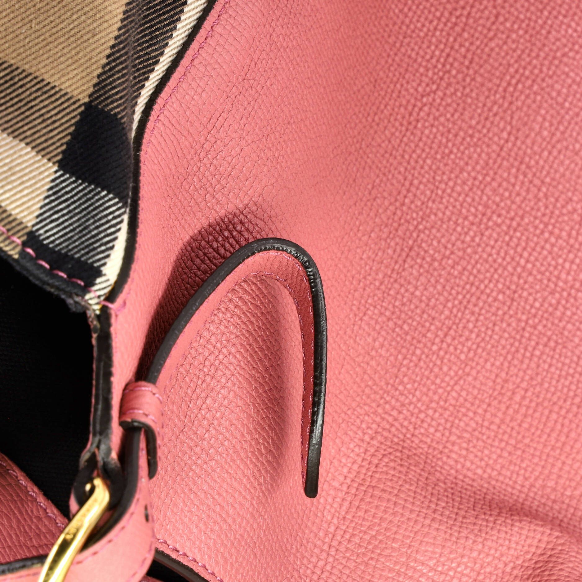 Canterbury Tote Leather and House Check Canvas Small