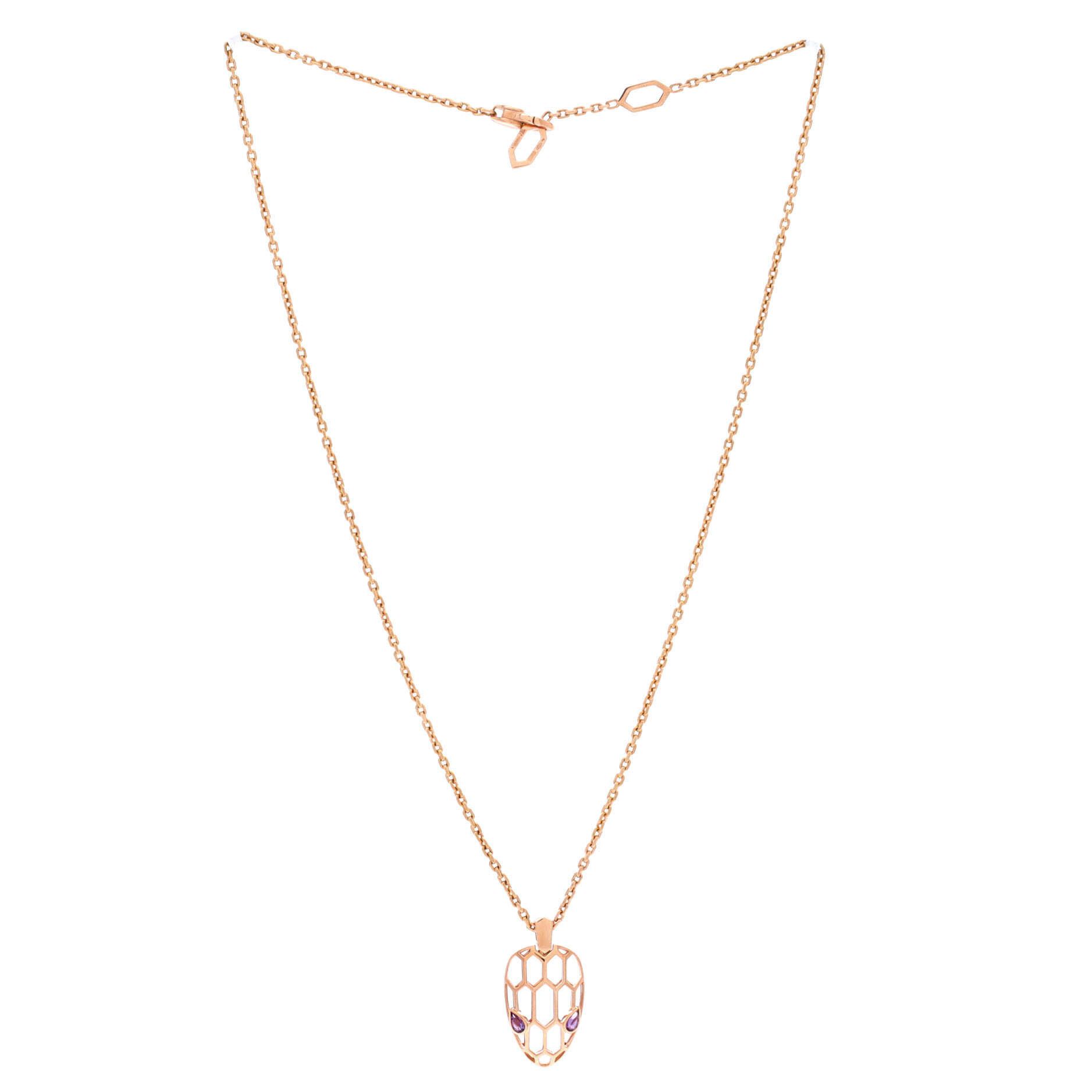 Bvlgari Serpenti Seduttori Pendant Necklace 18K Rose Gold with Ameth Size ONE SIZE - 2 Thumbnail