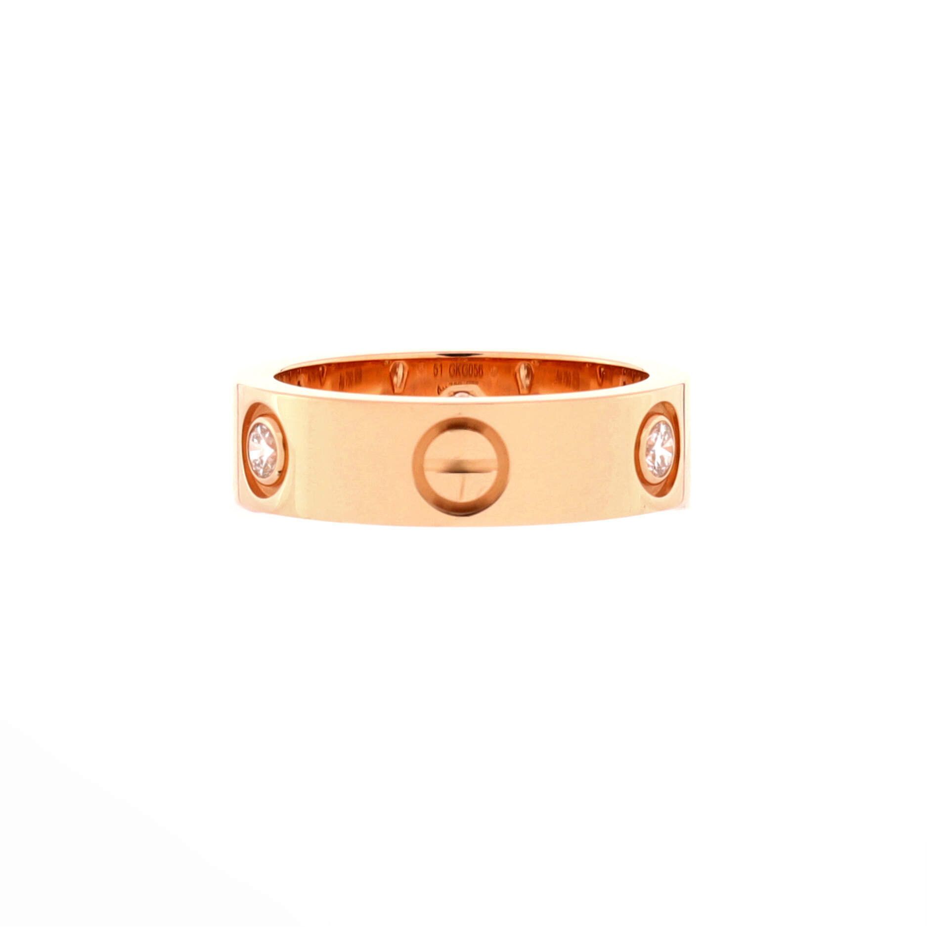 Cartier Love 3 Diamonds Band Ring 18K Rose Gold with Diamonds Size ONE SIZE - 2 Thumbnail