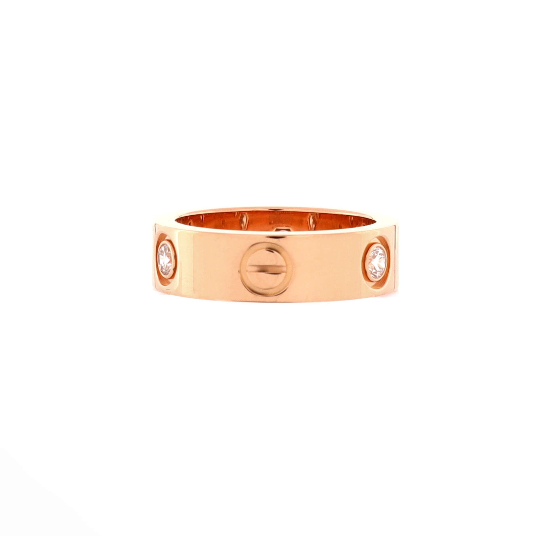Cartier Love 3 Diamonds Band Ring 18K Rose Gold with Diamonds Size ONE SIZE - 2 Thumbnail
