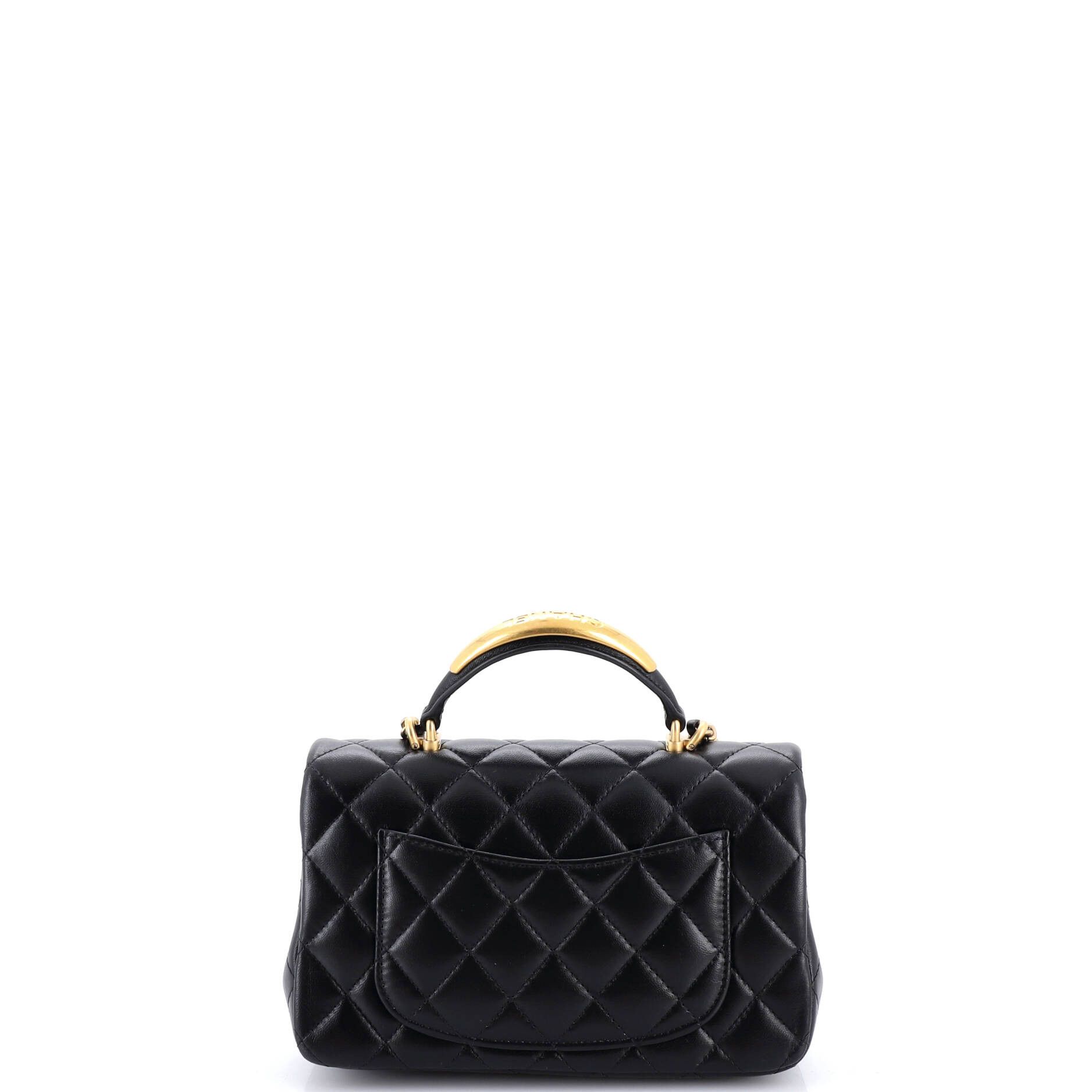 Chanel Classic Single Flap Metal Top Handle Bag Quilted Lambskin Mi Size ONE SIZE - 2 Thumbnail