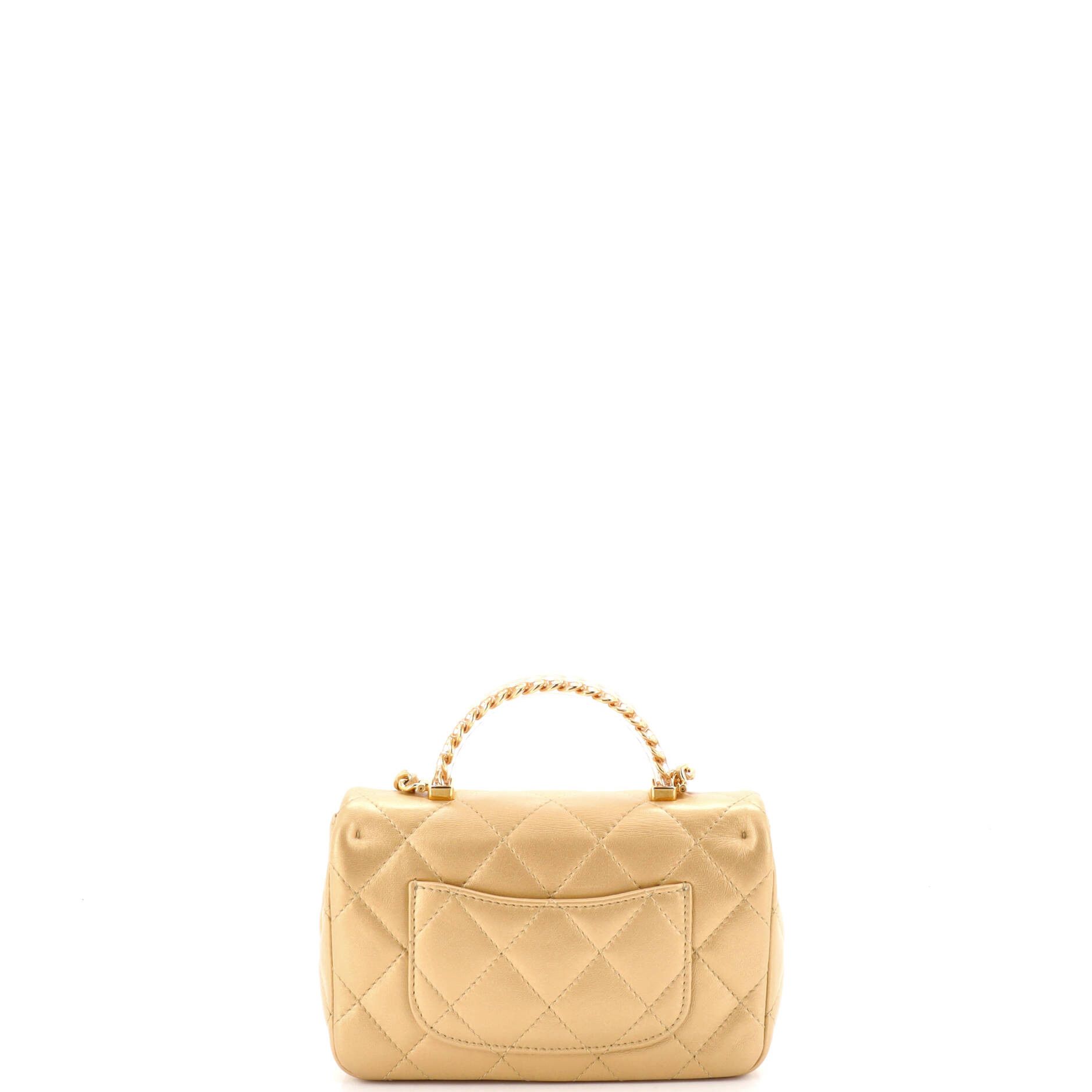 Chanel Resin Chain Top Handle Flap Bag Quilted Lambskin Mini Size ONE SIZE - 2 Thumbnail