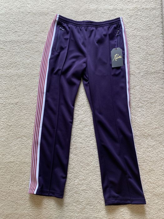 Needles EGGPLANT NARROW POLY TRACK PANT | Grailed