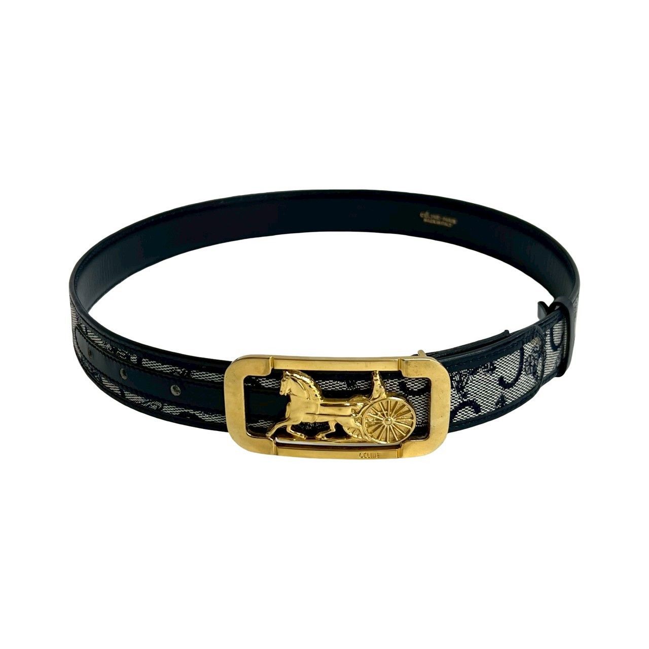Celine Celine CELINE Horse Carriage Leather Canvas Belt Leather Belt DUTY FREE for USA Size ONE SIZE - 4 Thumbnail
