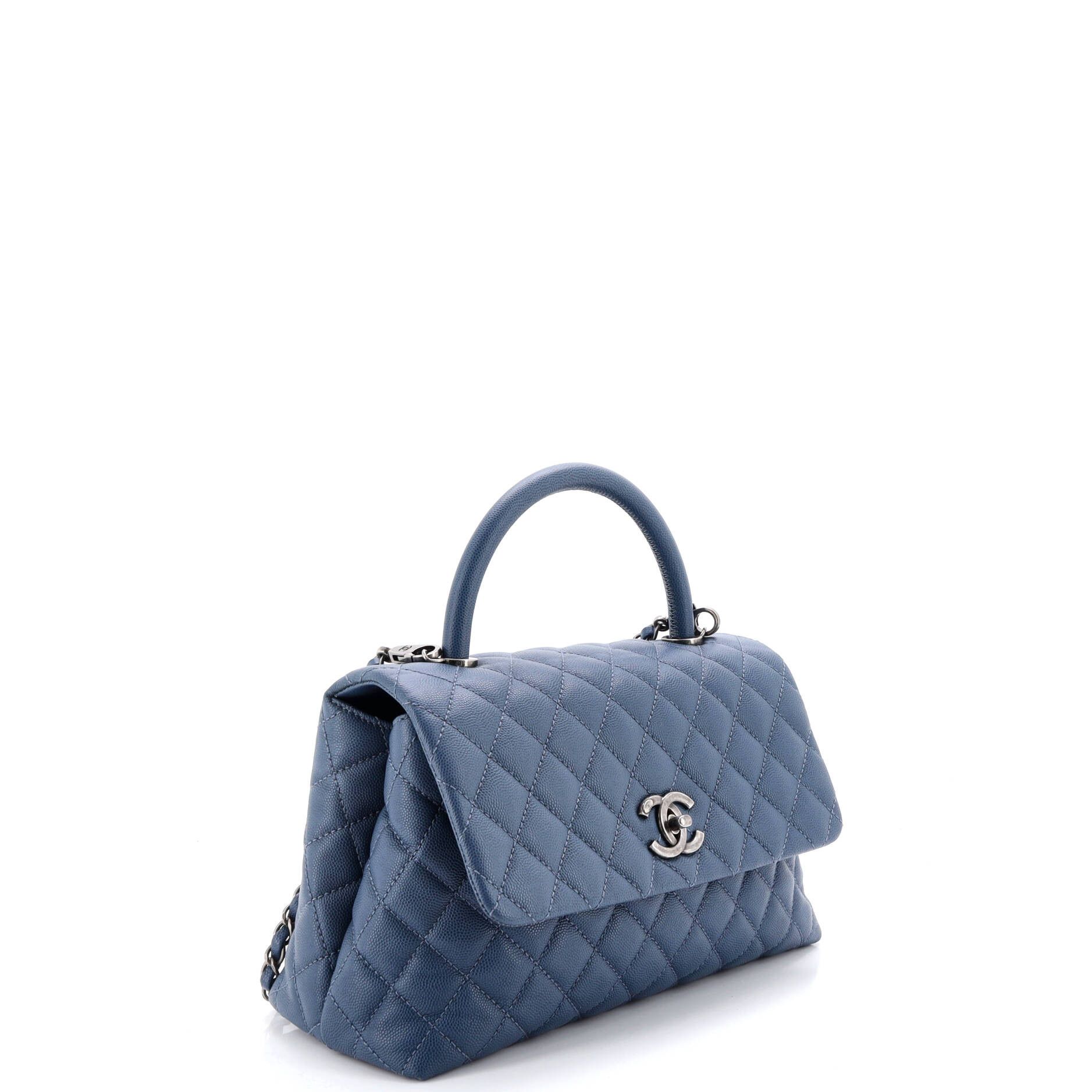 Coco Top Handle Bag Quilted Caviar Small