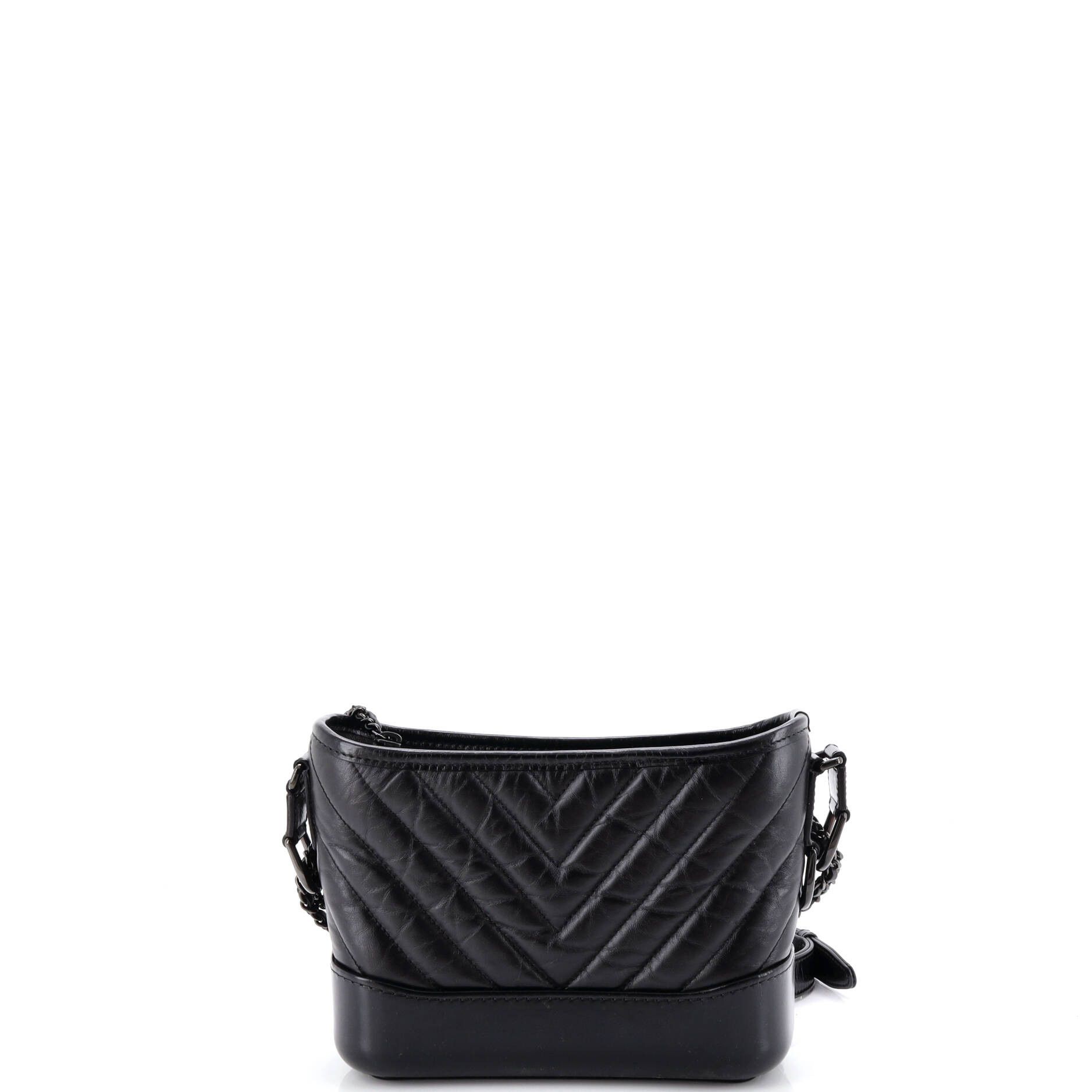 Chanel So Black Gabrielle Hobo Chevron Aged Calfskin Small Size ONE SIZE - 3 Thumbnail