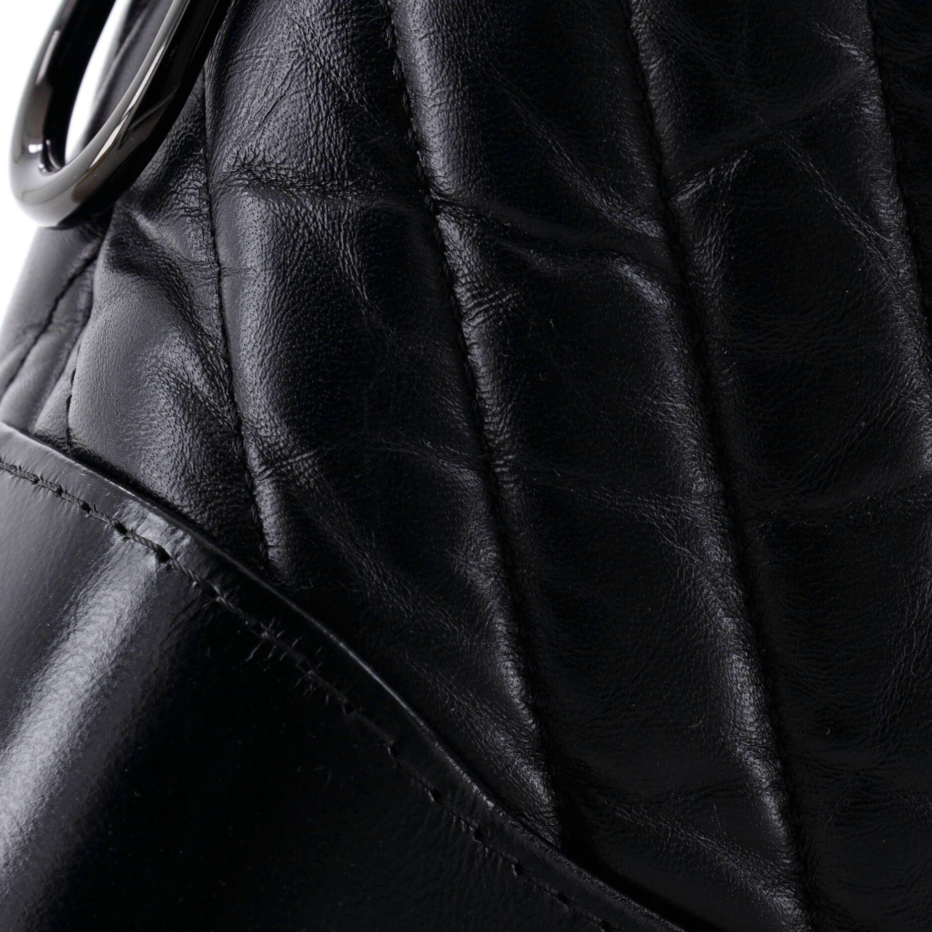 Chanel So Black Gabrielle Hobo Chevron Aged Calfskin Small Size ONE SIZE - 6 Thumbnail