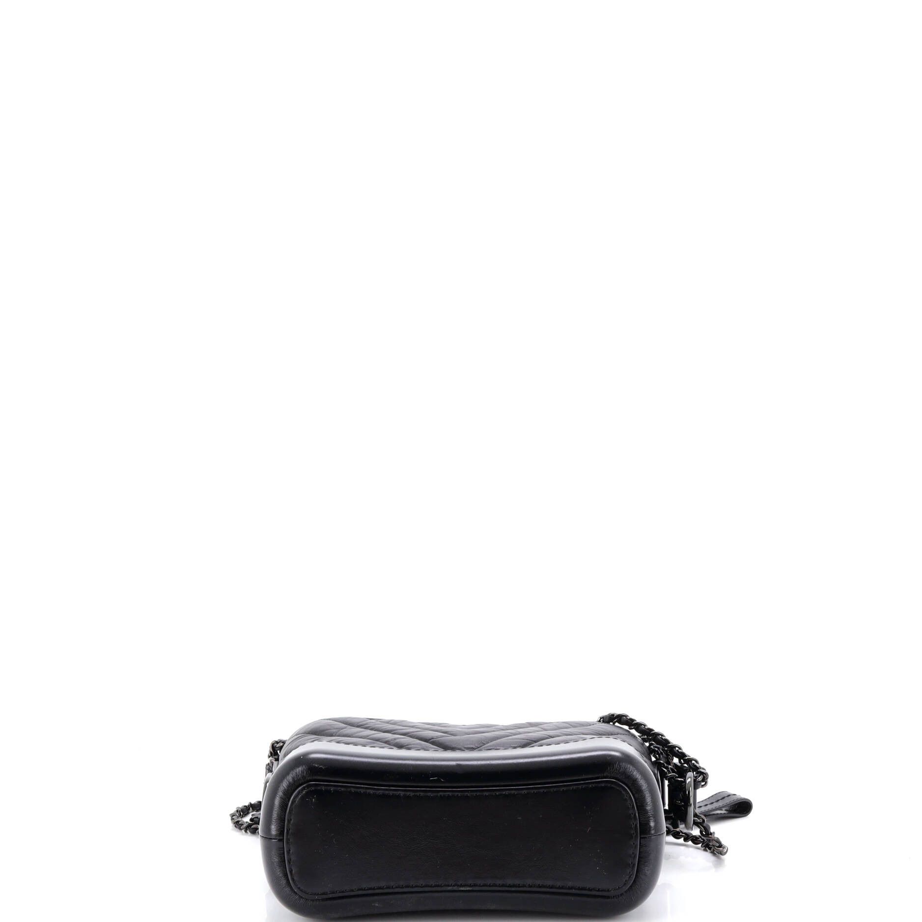 Chanel So Black Gabrielle Hobo Chevron Aged Calfskin Small Size ONE SIZE - 4 Thumbnail