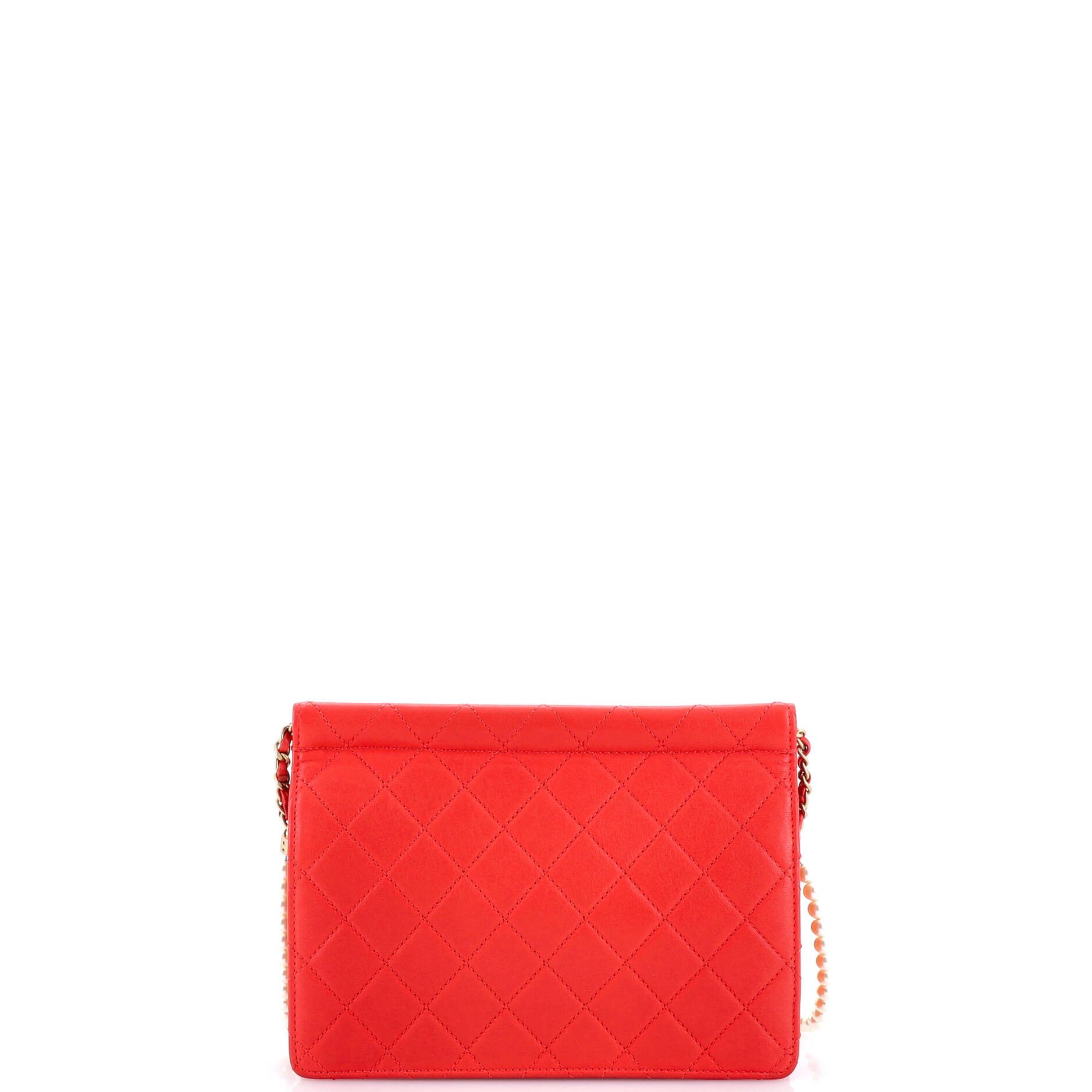 Chanel Pearl Chain Flap Bag Quilted Lambskin Medium Size ONE SIZE - 2 Thumbnail