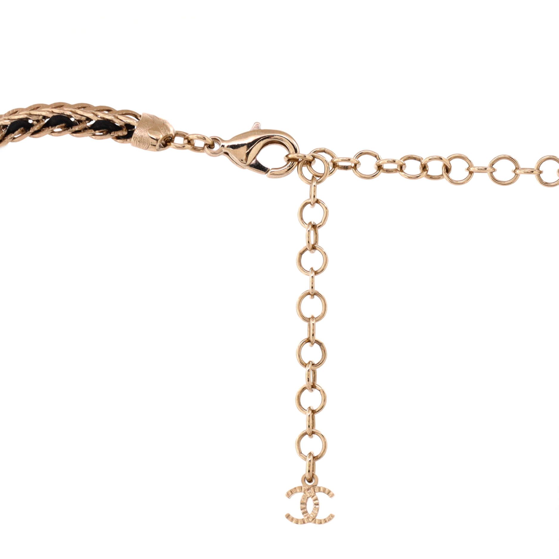 Chanel CC Double Chain Pendant Necklace Metal and Leather Size ONE SIZE - 2 Thumbnail