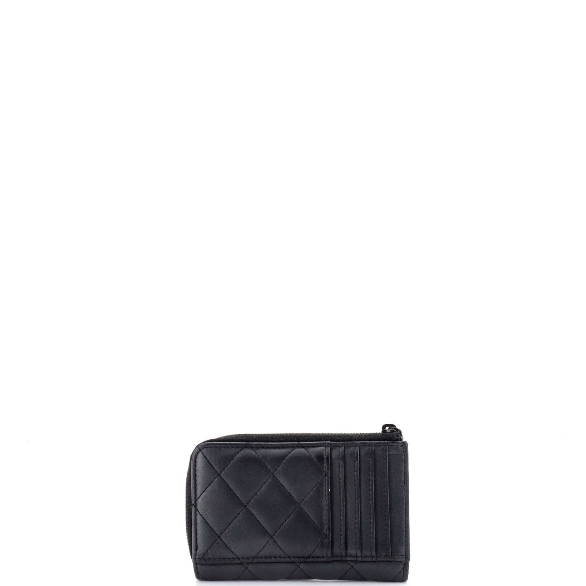 Chanel So Black Zip Around Card Holder Quilted Lambskin Size ONE SIZE - 2 Thumbnail