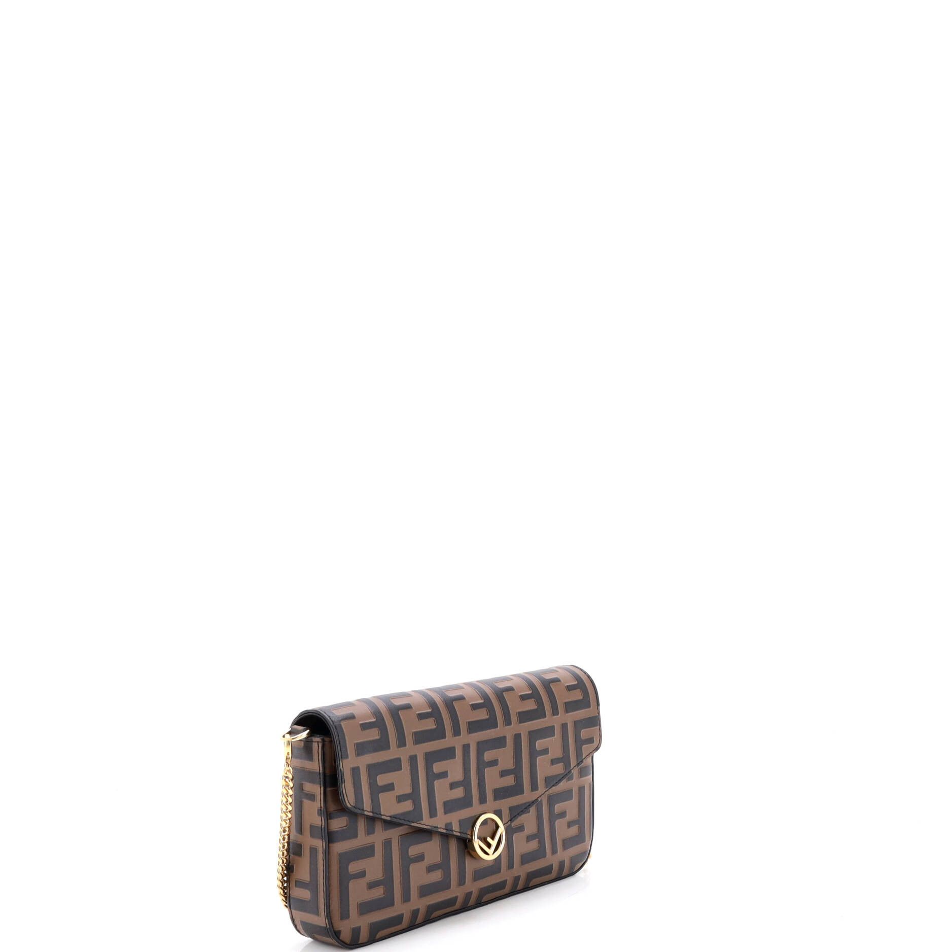 Fendi F is Fendi Envelope Clutch on Chain Zucca Embossed Leather Size ONE SIZE - 2 Thumbnail