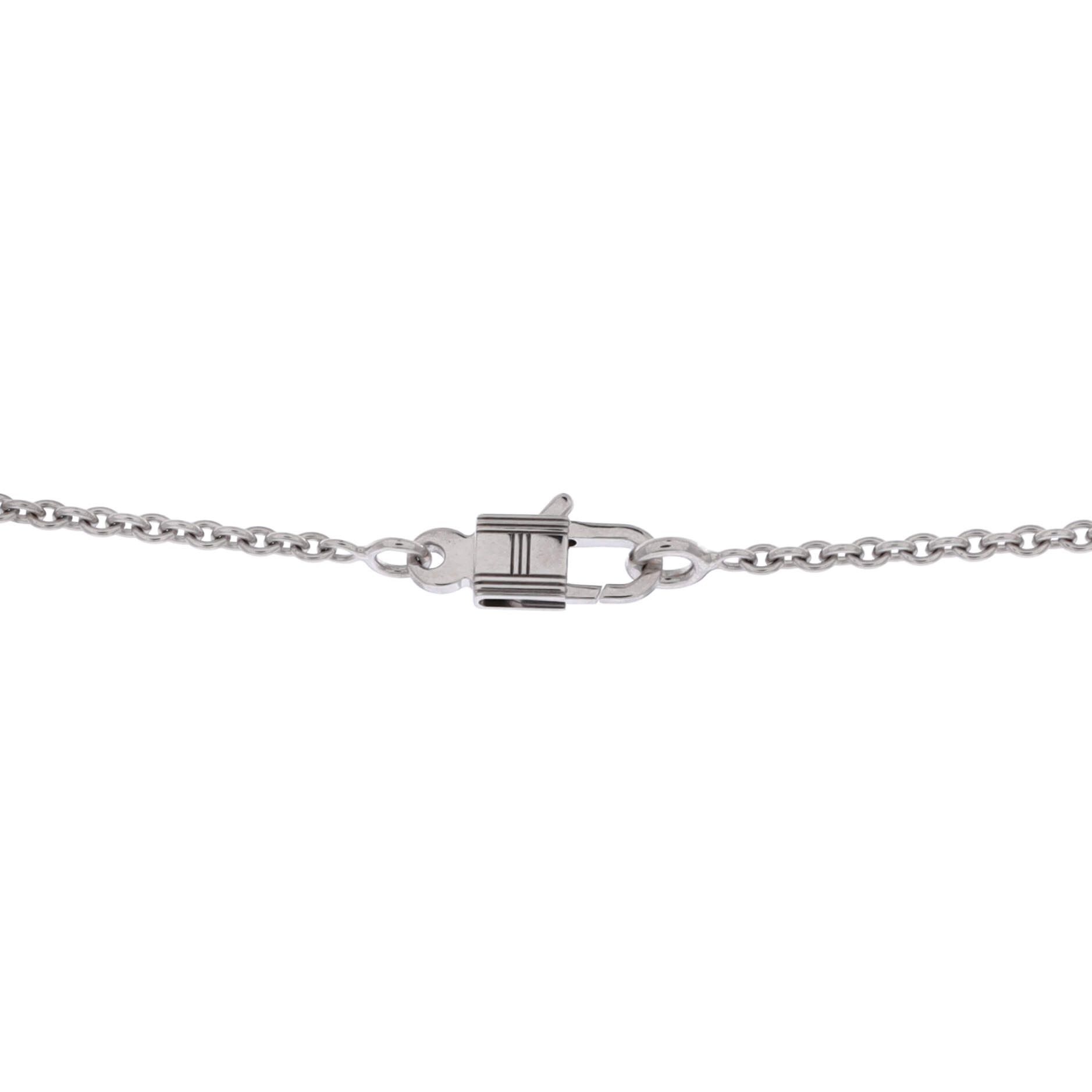 Hermes Amulettes Cadenas Pendant Necklace 18K White Gold with Diamo Size ONE SIZE - 2 Thumbnail