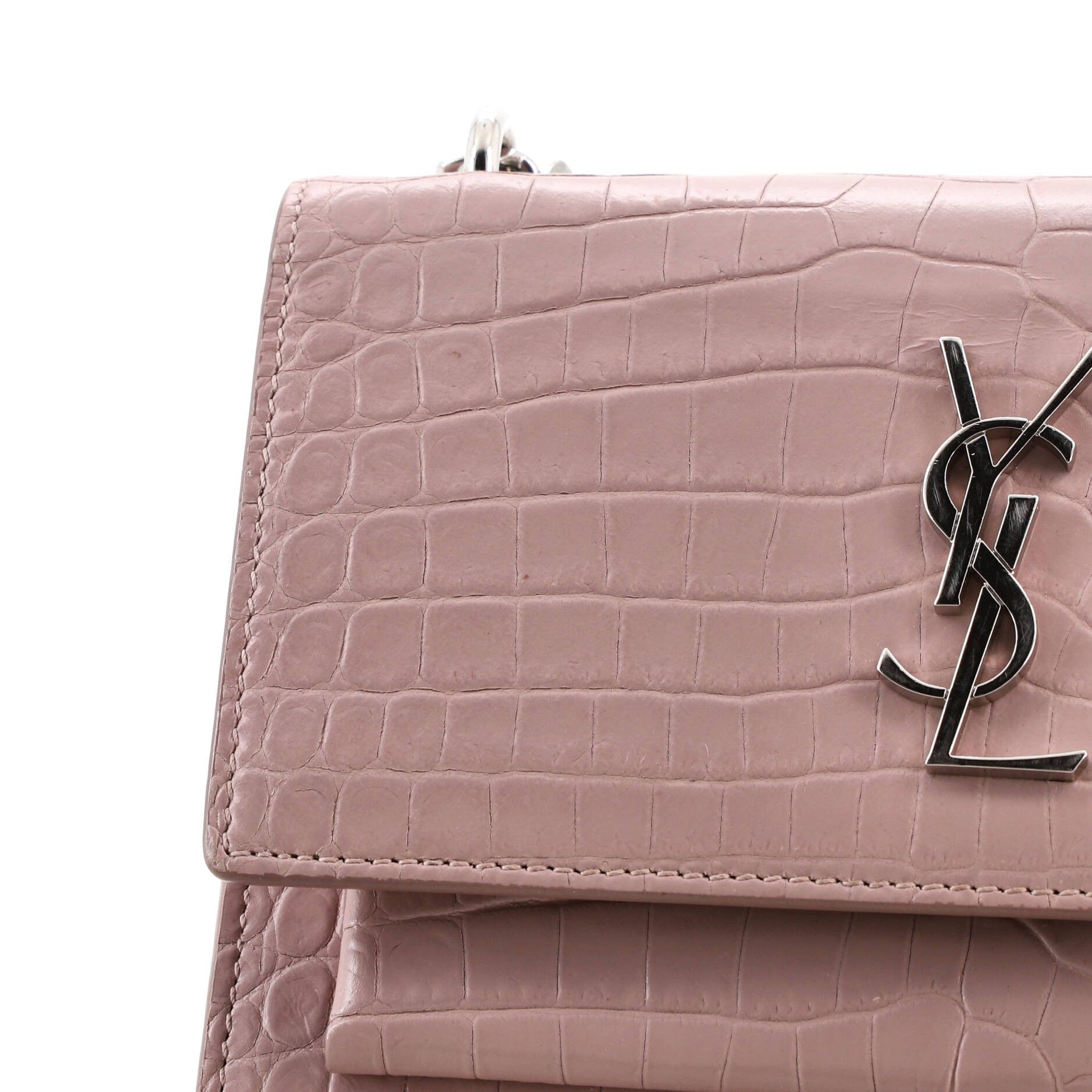 Saint Laurent Paris Sunset Chain Wallet Crocodile Embossed Leather Size ONE SIZE - 6 Thumbnail