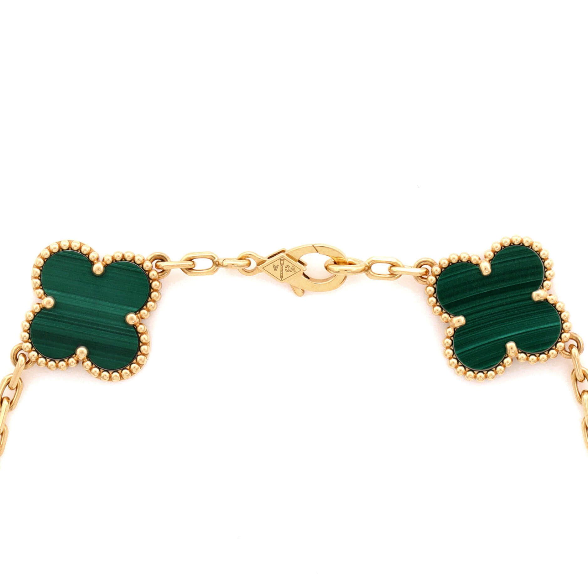 Van Cleef & Arpels Vintage Alhambra 5 Motifs Bracelet 18K Yellow Gold and Malac Size ONE SIZE - 2 Thumbnail