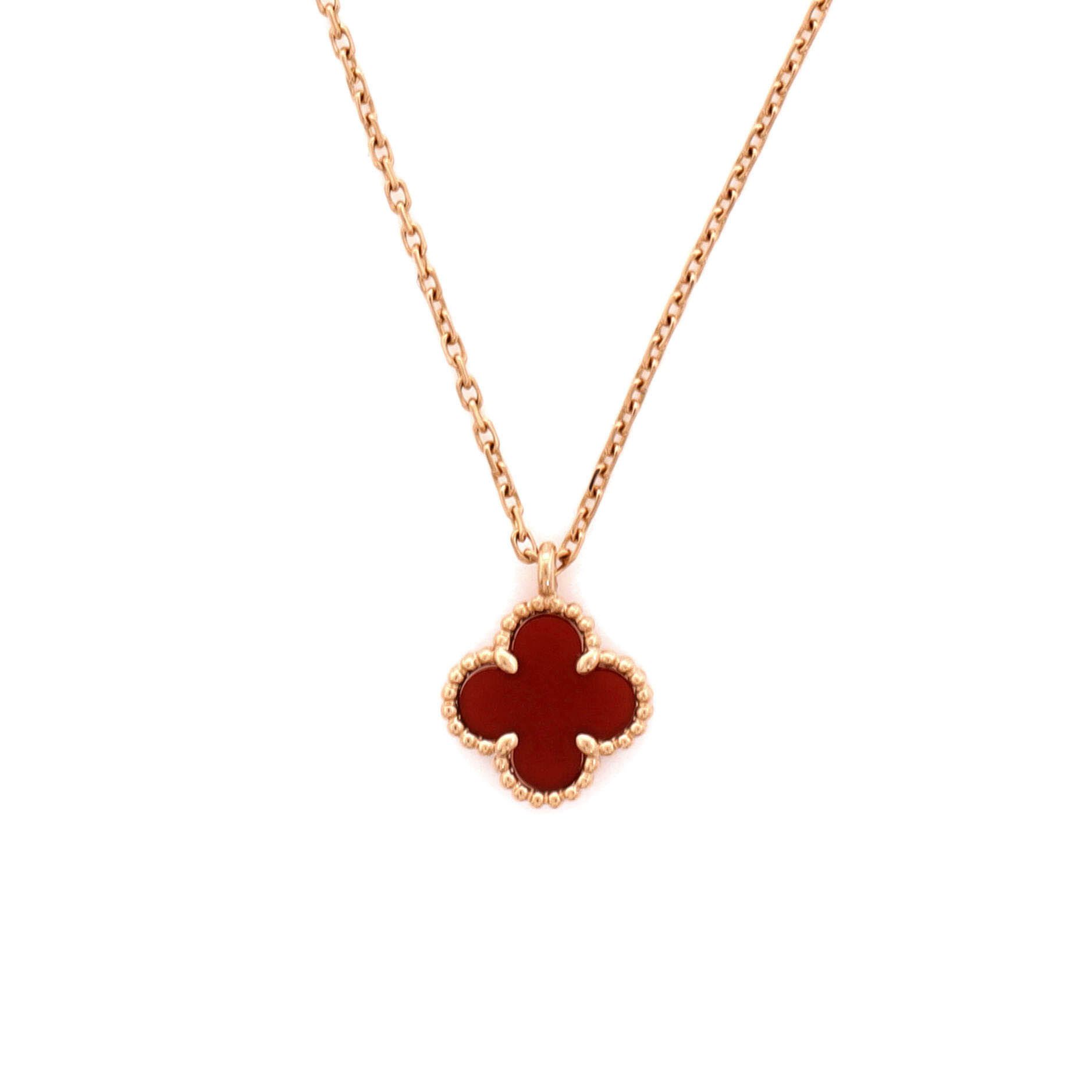 Van Cleef & Arpels Sweet Alhambra Pendant Necklace 18K Rose Gold and Carnelian Size ONE SIZE - 2 Thumbnail