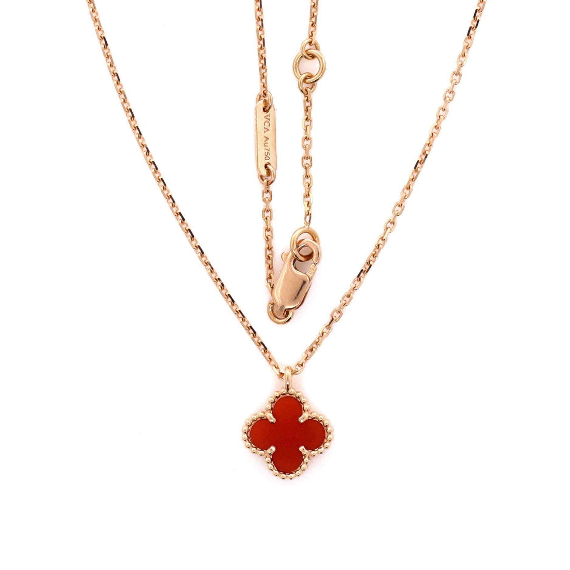 Van Cleef & Arpels Sweet Alhambra Pendant Necklace 18K Rose Gold and Carnelian Size ONE SIZE - 2 Thumbnail