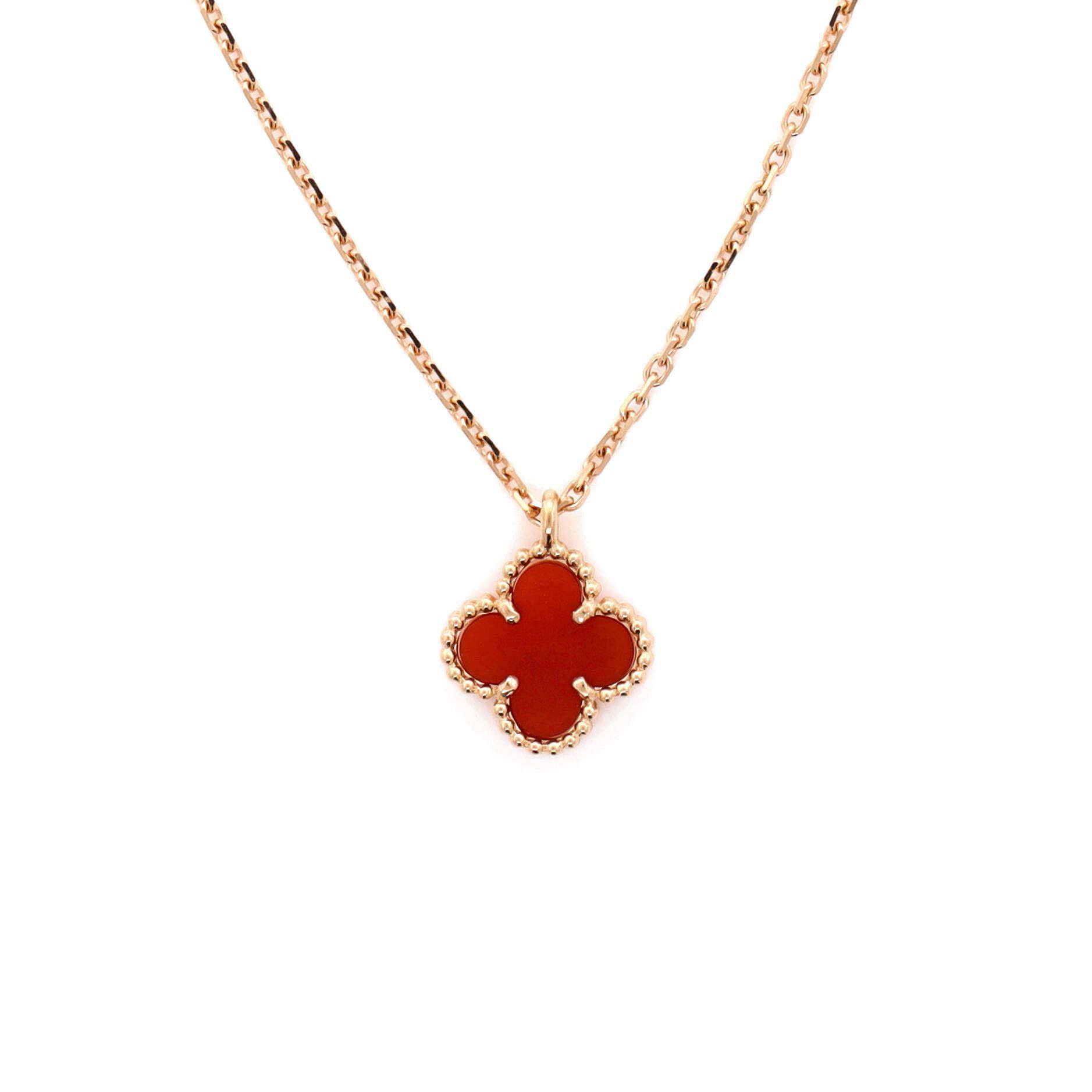 Van Cleef & Arpels Sweet Alhambra Pendant Necklace 18K Rose Gold and Carnelian Size ONE SIZE - 3 Thumbnail