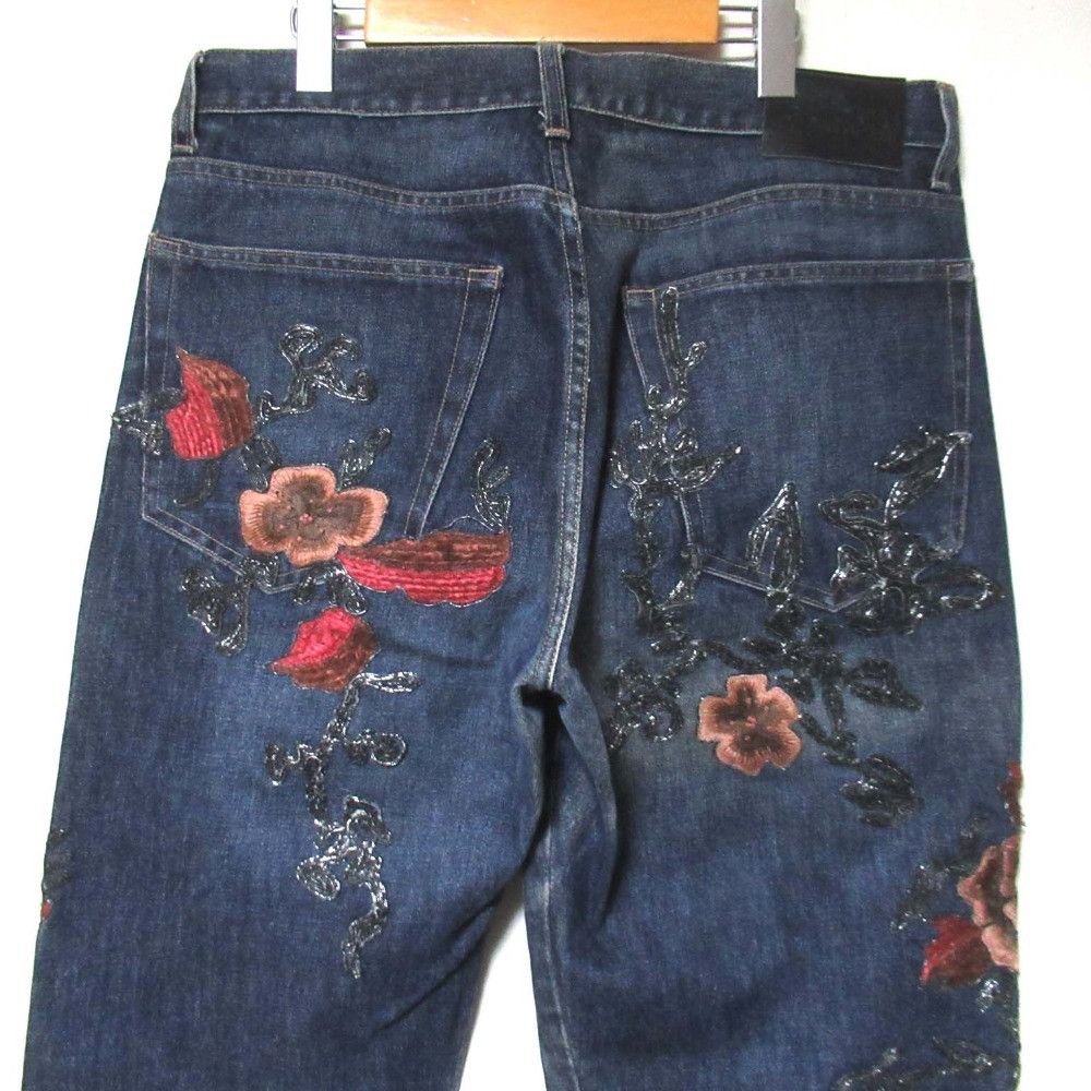 Gucci Gucci Gucci Flower Embroidery Denim Pants Textile Jeans DUTY FREE for USA Size ONE SIZE - 4 Thumbnail