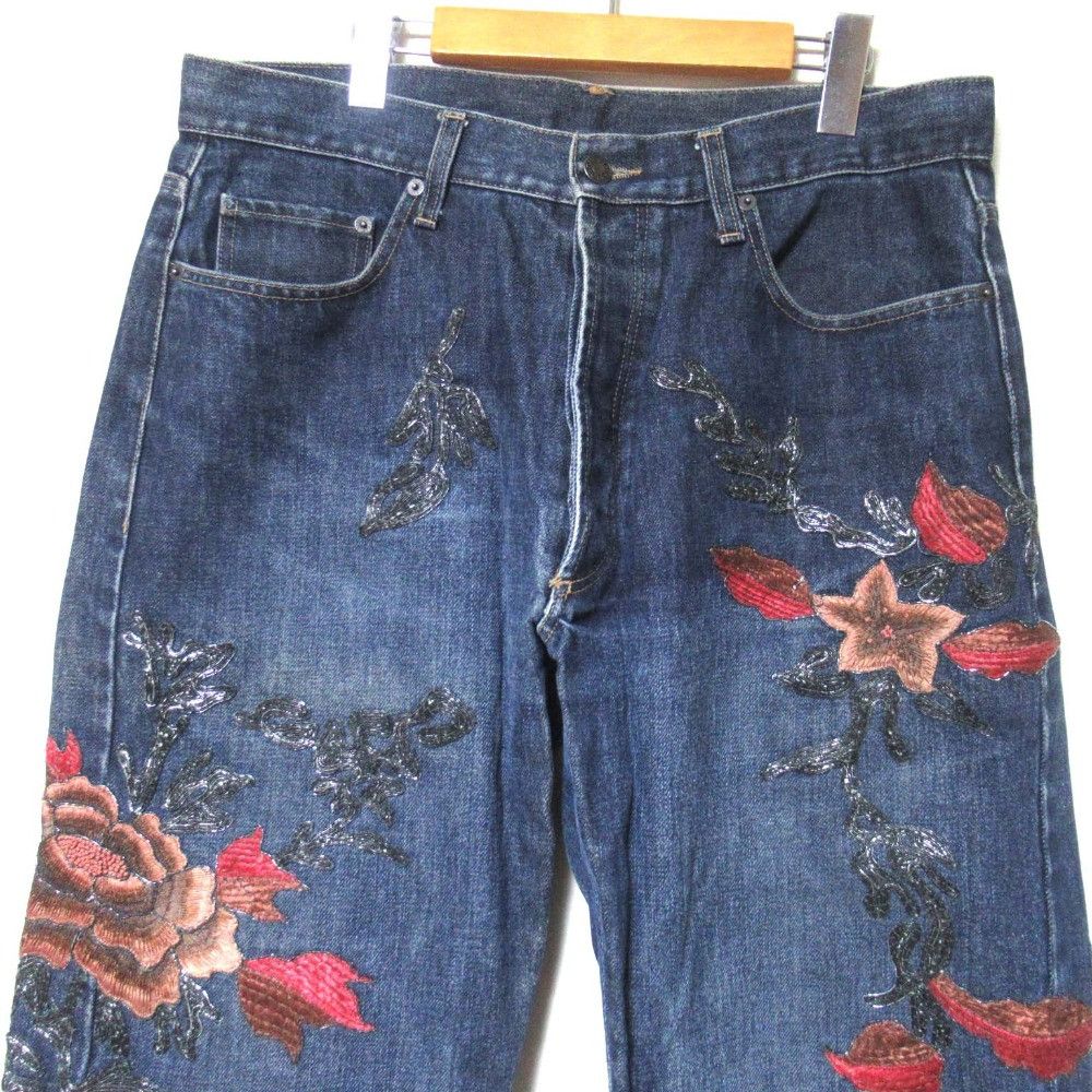 Gucci Gucci Gucci Flower Embroidery Denim Pants Textile Jeans DUTY FREE for USA Size ONE SIZE - 3 Thumbnail