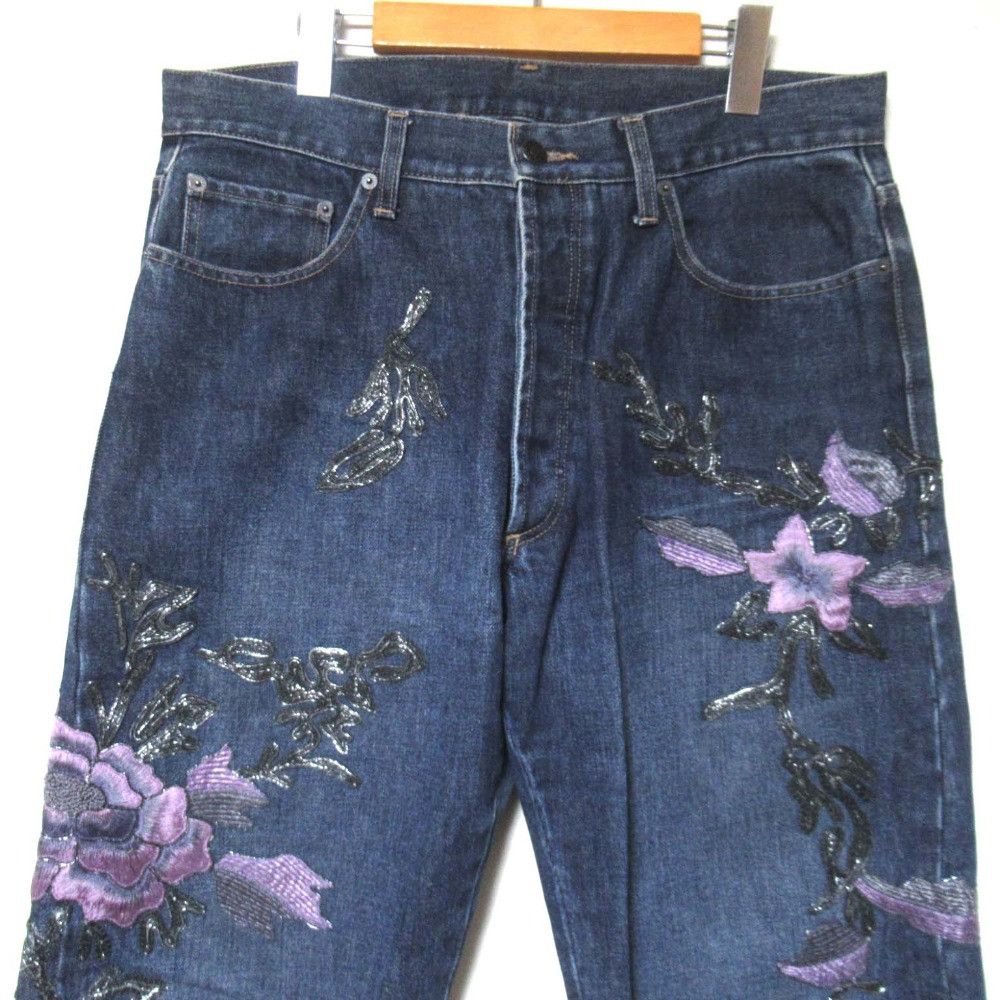 Gucci Gucci Gucci Flower Embroidery Denim Pants Textile Jeans DUTY FREE for USA Size ONE SIZE - 3 Thumbnail