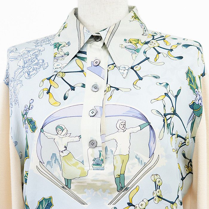 Hermes Hermes Hermes NEIGE D'ANTAN Silk Wool Pullover Textile Tops DUTY FREE for USA Size ONE SIZE - 2 Thumbnail
