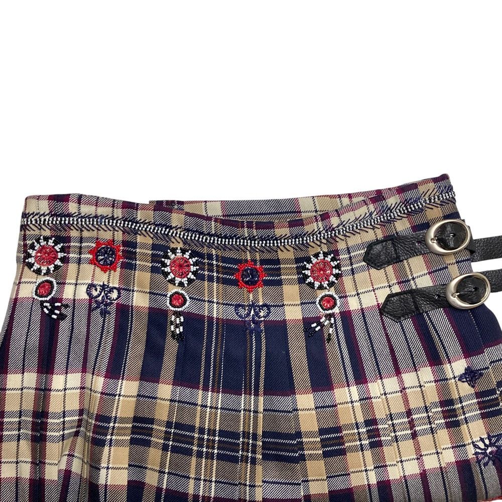 Other Other KEITA MARUYAMA Beads Embroidery Check Pleated Skirt Textile Skirts DUTY FREE for USA Size ONE SIZE - 4 Thumbnail